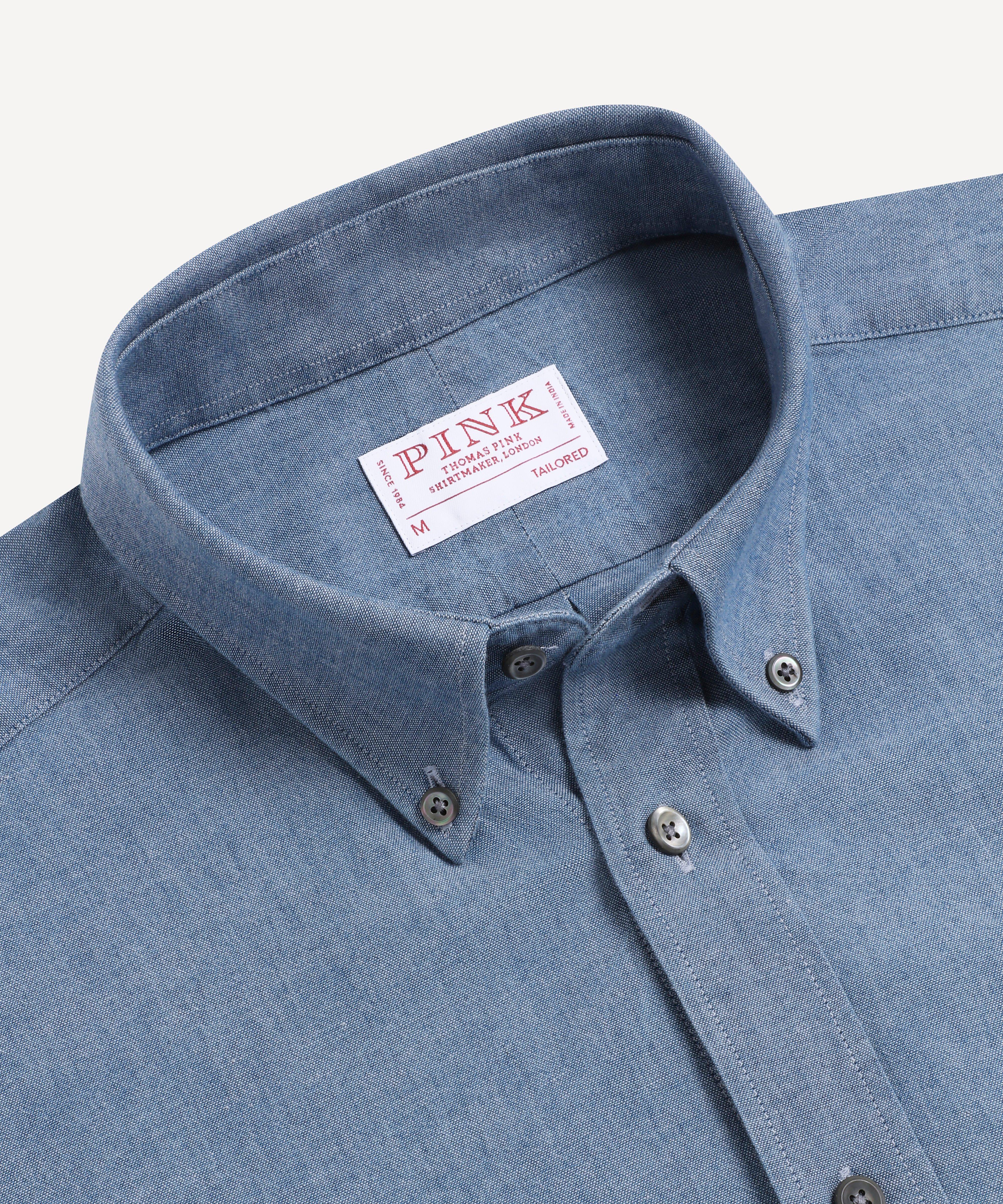 Thomas Pink Tailored Fit Smart Casual Washed Chambray Shirt-MALFORD OF LONDON SAVILE ROW MENSWEAR OUTLET