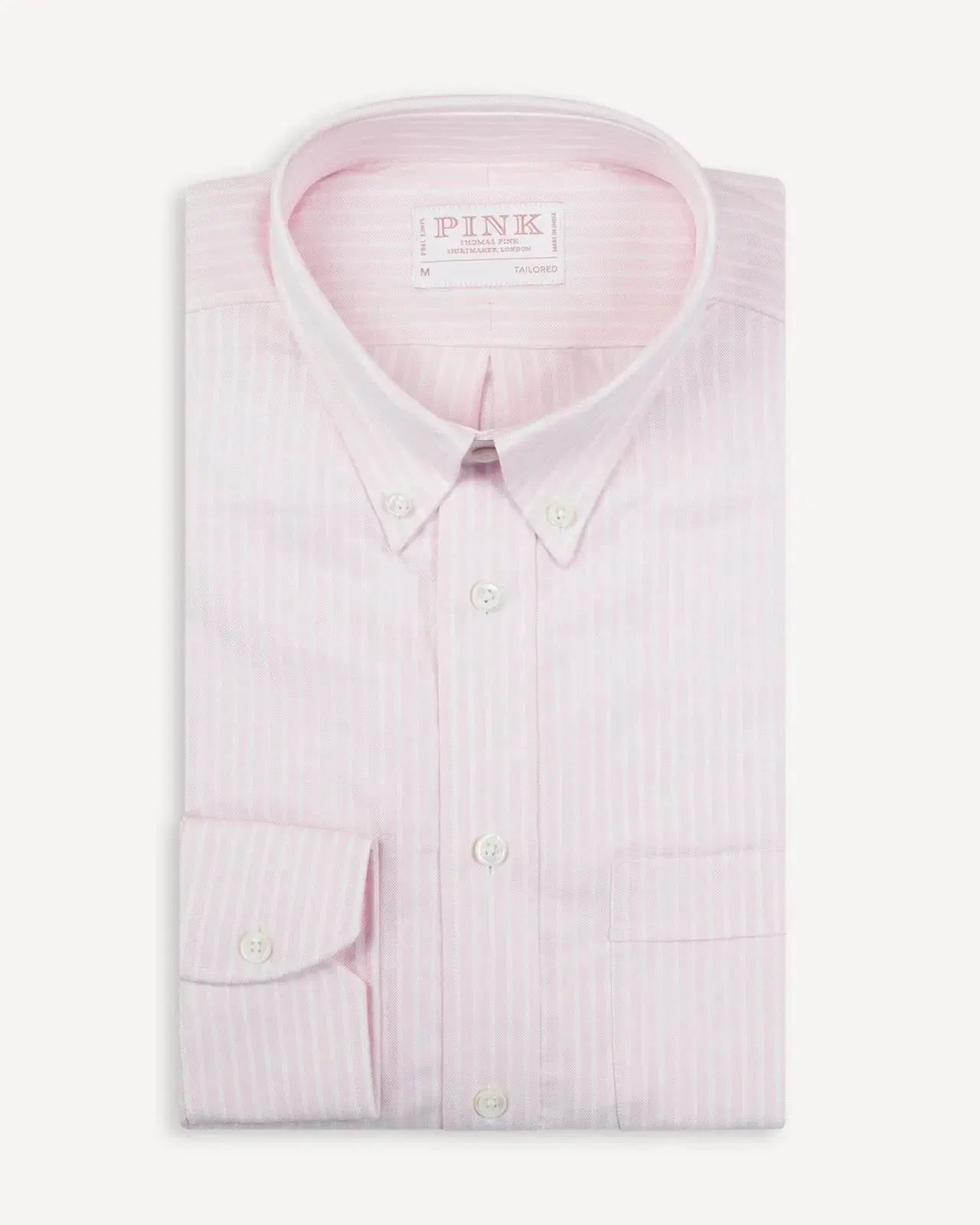 Thomas Pink Tailored Fit Stripe Oxford Shirt Pale Pink White-MALFORD OF LONDON SAVILE ROW MENSWEAR OUTLET