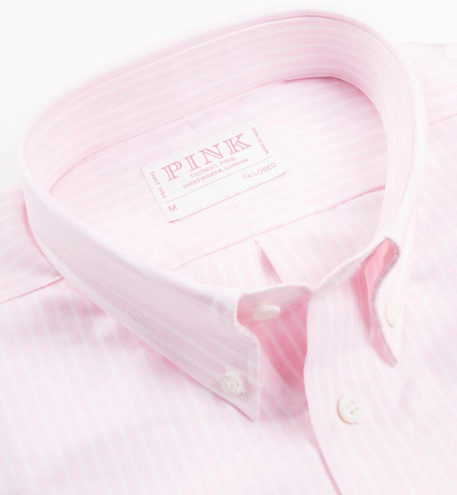 Thomas Pink Tailored Fit Stripe Oxford Shirt Pale Pink/White-MALFORD OF LONDON SAVILE ROW MENSWEAR OUTLET