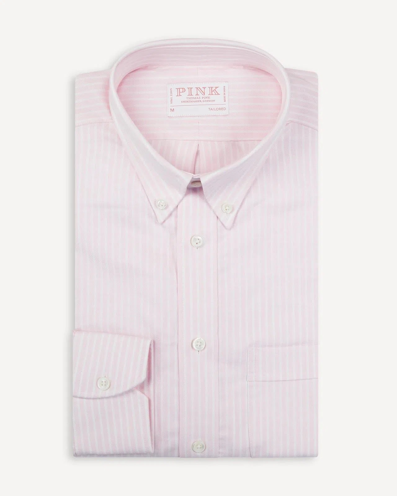 Thomas Pink Tailored Fit Stripe Oxford Shirt Pale Pink/White-MALFORD OF LONDON SAVILE ROW MENSWEAR OUTLET