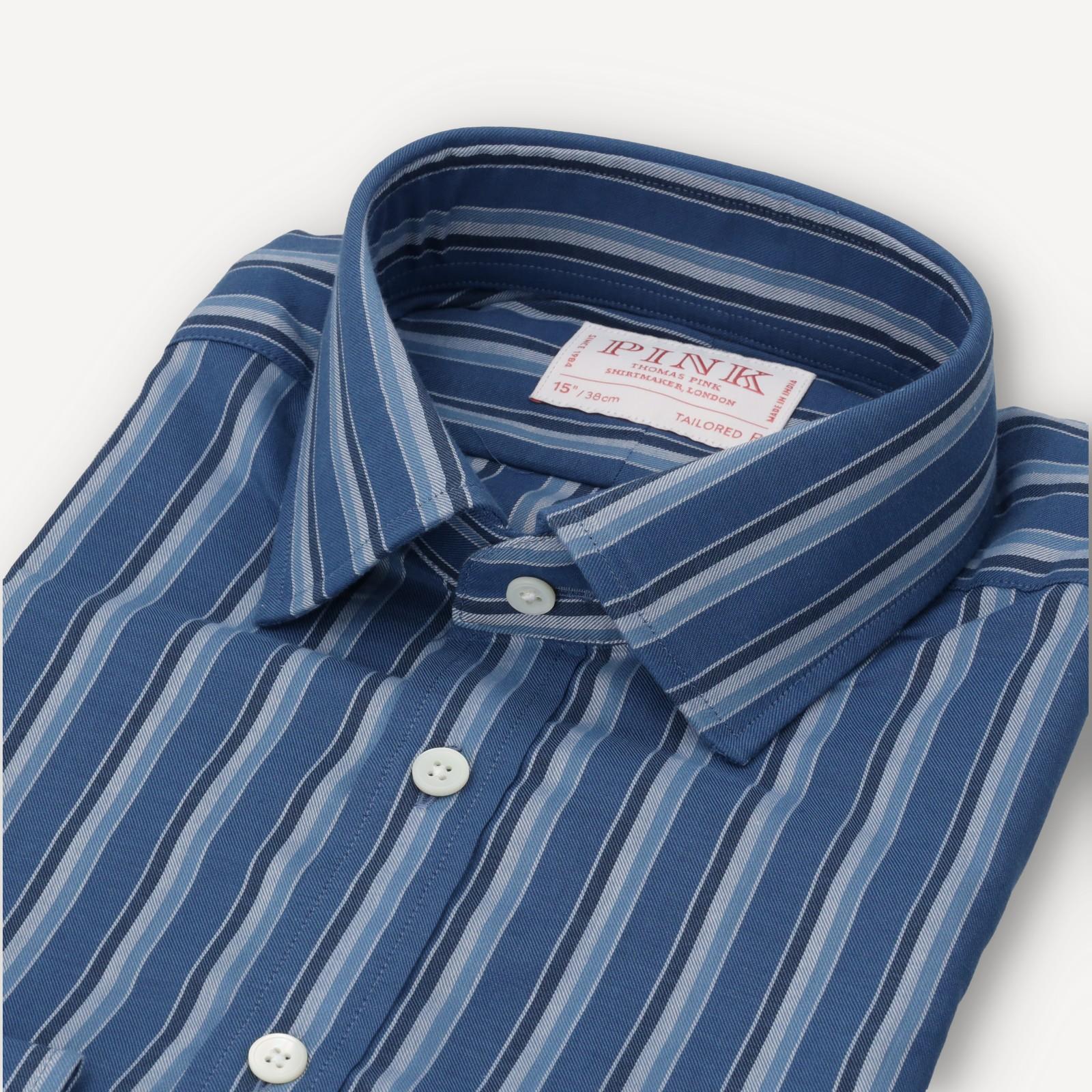 Thomas Pink Tailored Fit Striped Formal Shirt Pale Blue/Blue-MALFORD OF LONDON SAVILE ROW MENSWEAR OUTLET