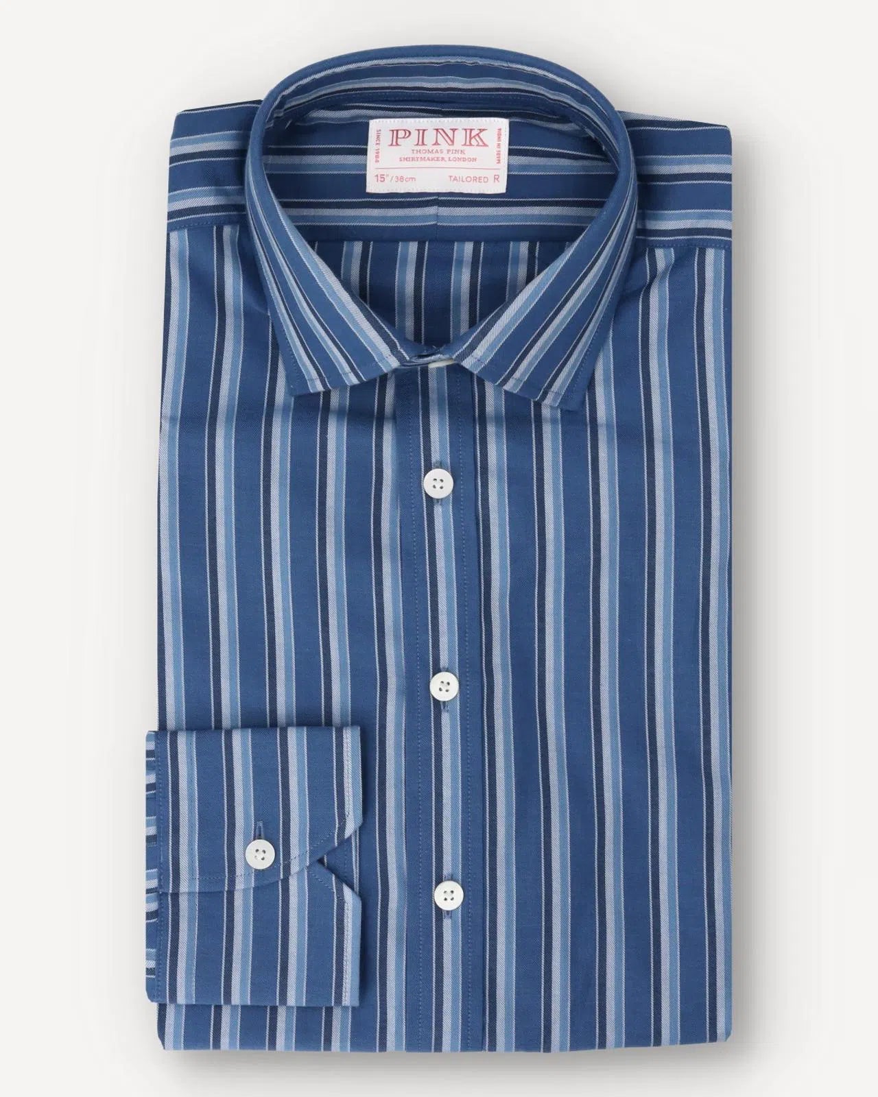 Thomas Pink Tailored Fit Striped Formal Shirt Pale Blue/Blue-MALFORD OF LONDON SAVILE ROW MENSWEAR OUTLET