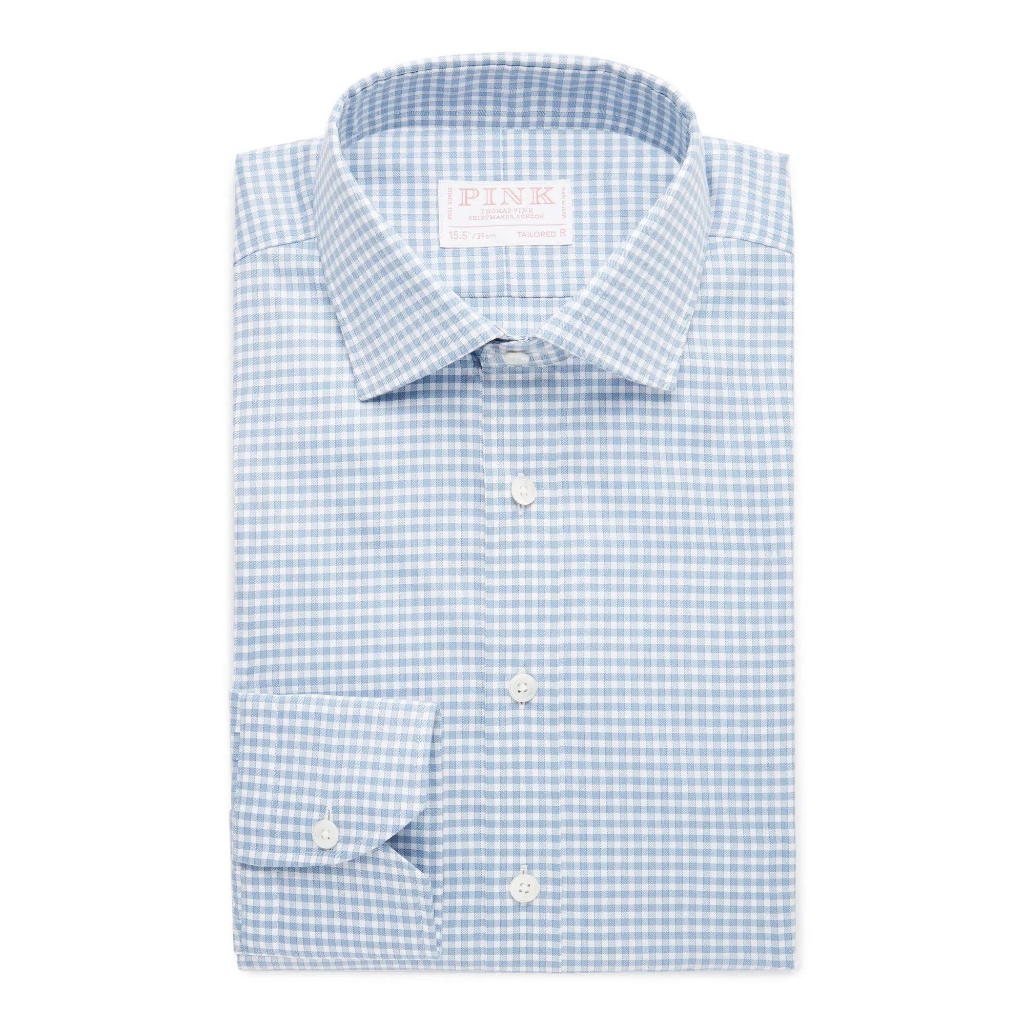 Thomas Pink Tailored Fit Traveller Journey Check Twill Shirt-MALFORD OF LONDON SAVILE ROW MENSWEAR OUTLET