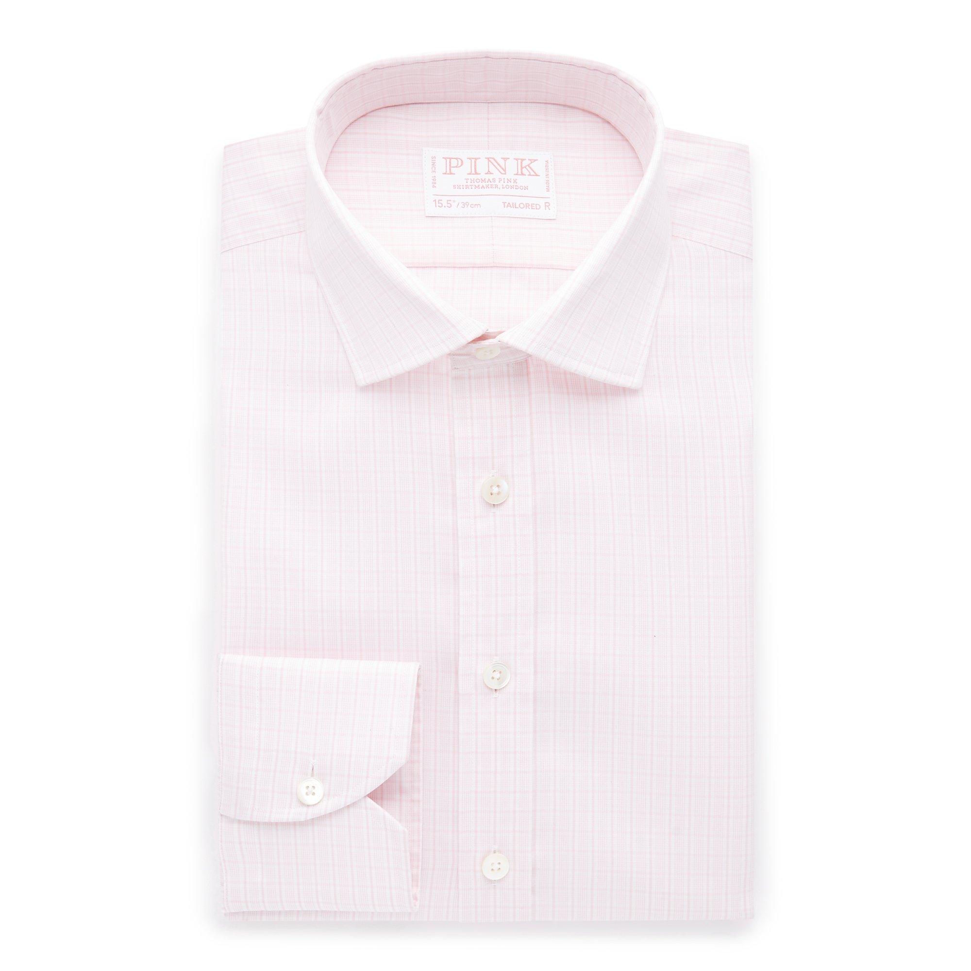 Thomas Pink Tailored Fit Traveller Zour Check Shirt Pale Pink/White-MALFORD OF LONDON SAVILE ROW MENSWEAR OUTLET