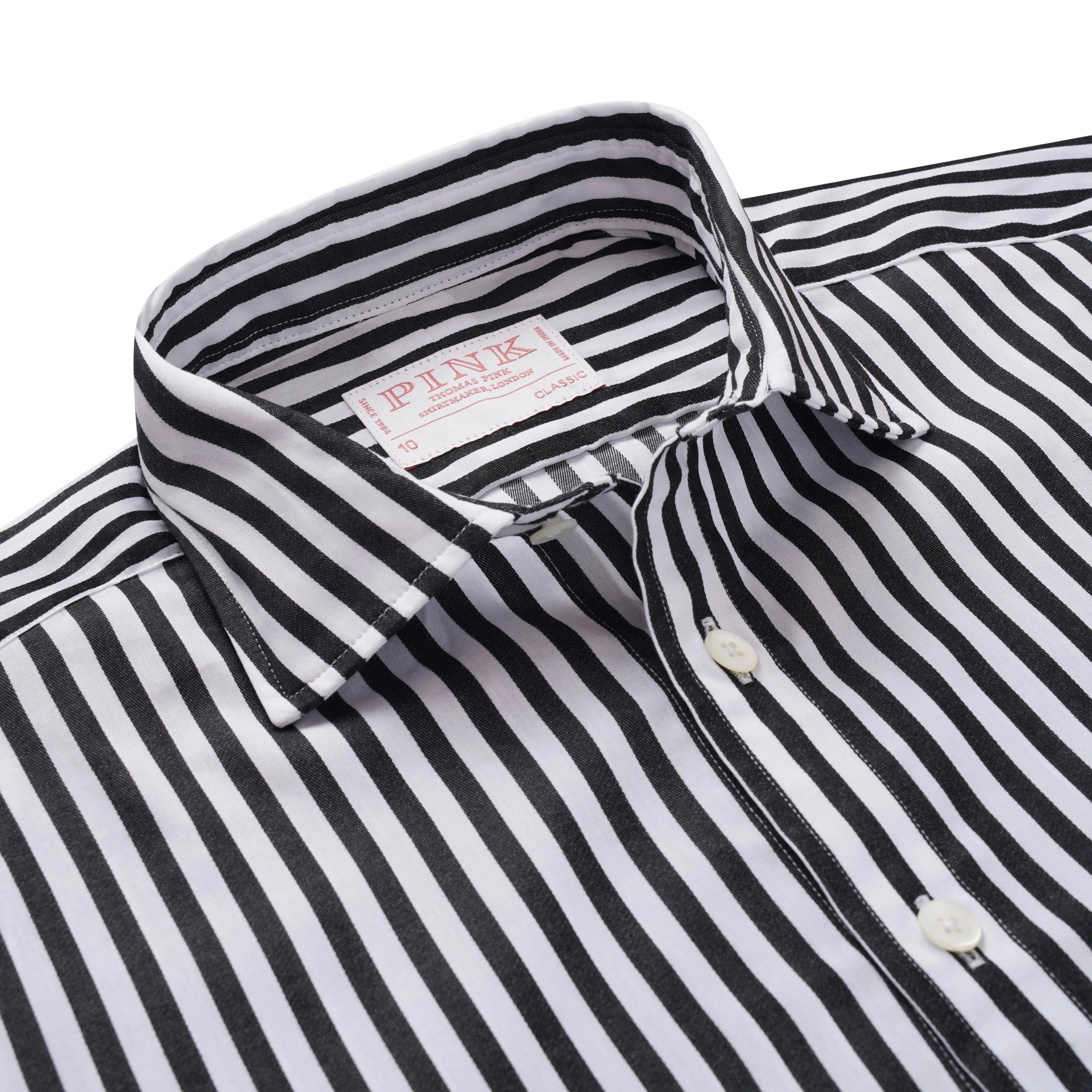 Thomas Pink Women's Classic Capri Stripe Shirt Black/White-MALFORD OF LONDON SAVILE ROW MENSWEAR OUTLET