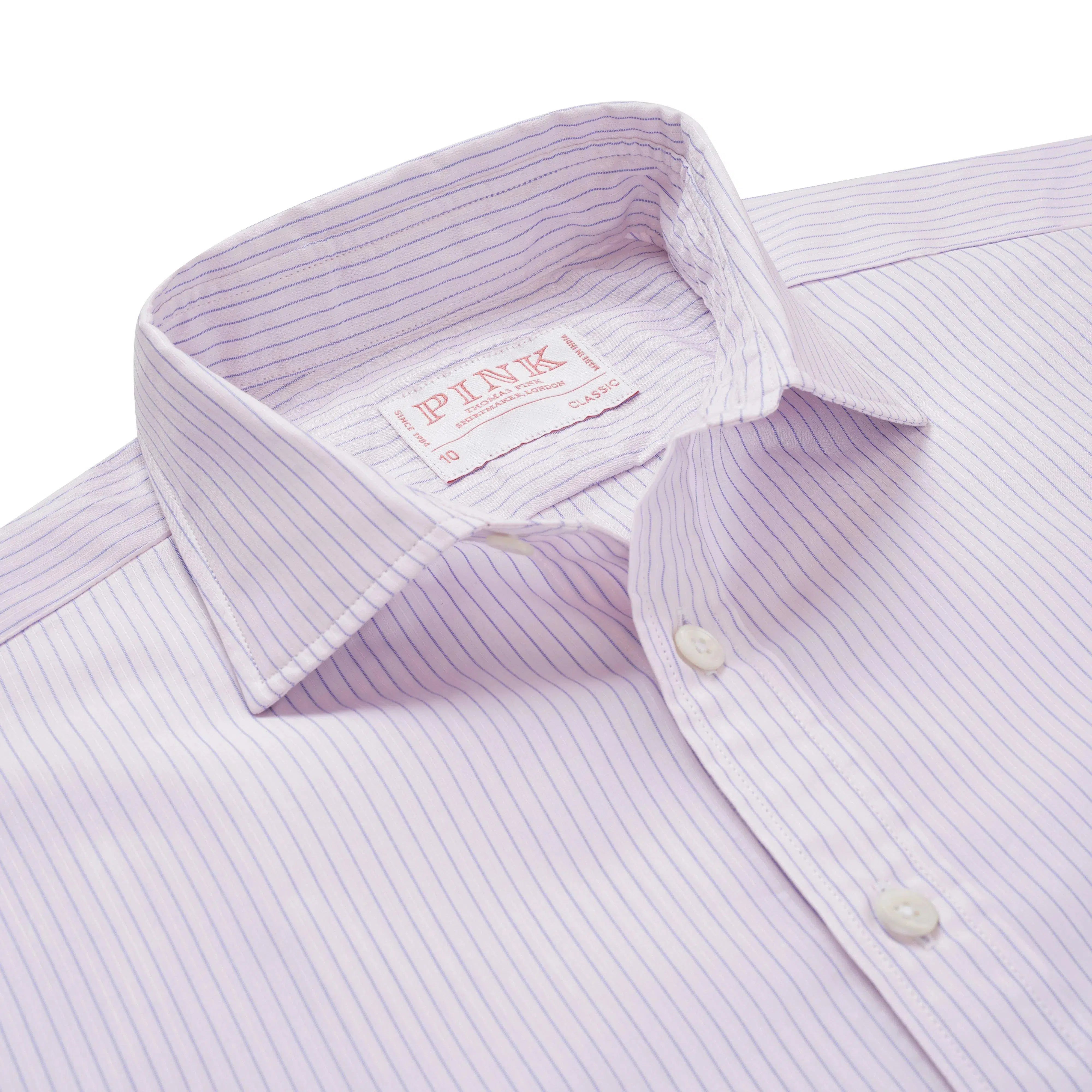 Thomas Pink Women's Classic Fine Textured Stripe Shirt Pink-MALFORD OF LONDON SAVILE ROW MENSWEAR OUTLET