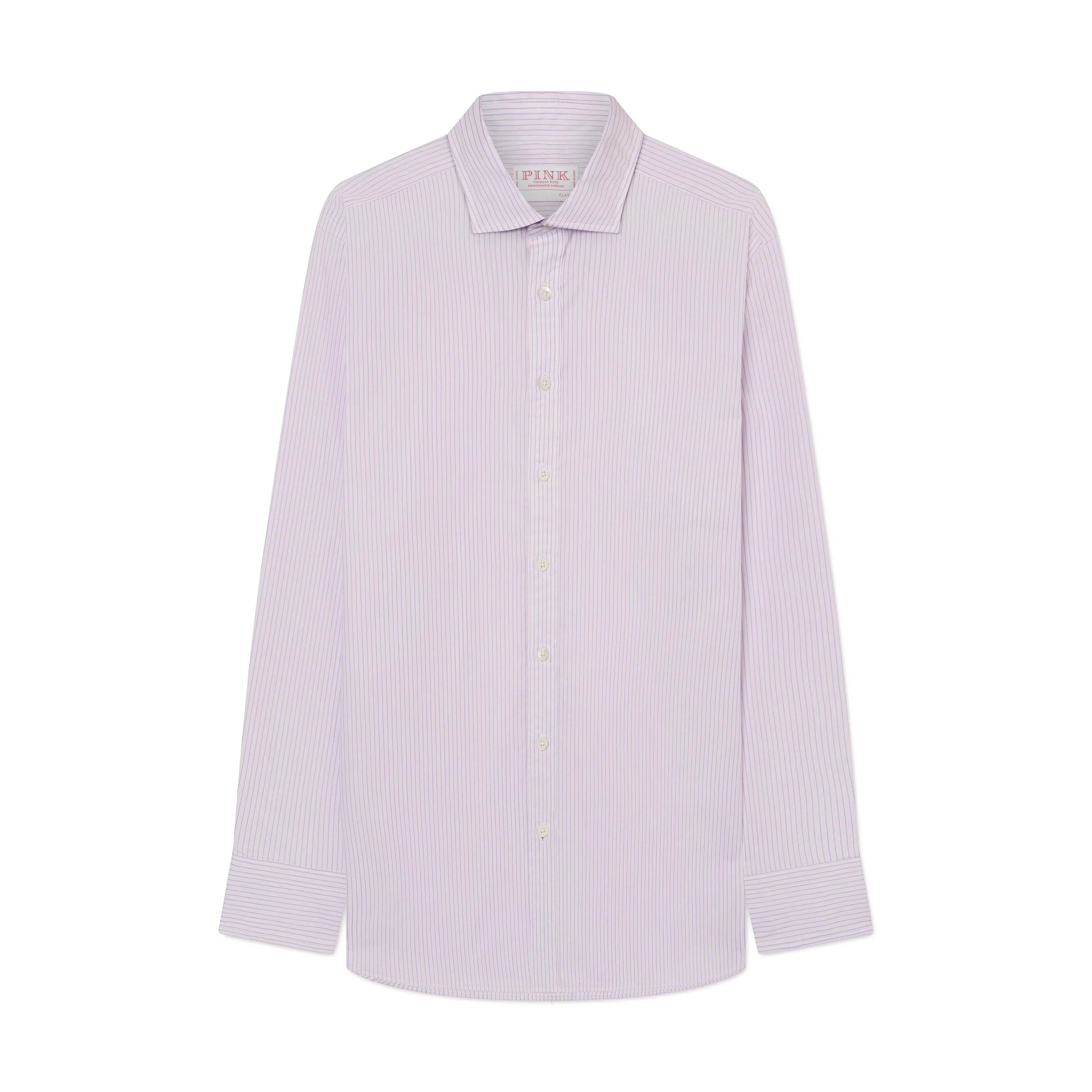 Thomas Pink Women's Classic Fine Textured Stripe Shirt Pink-MALFORD OF LONDON SAVILE ROW MENSWEAR OUTLET