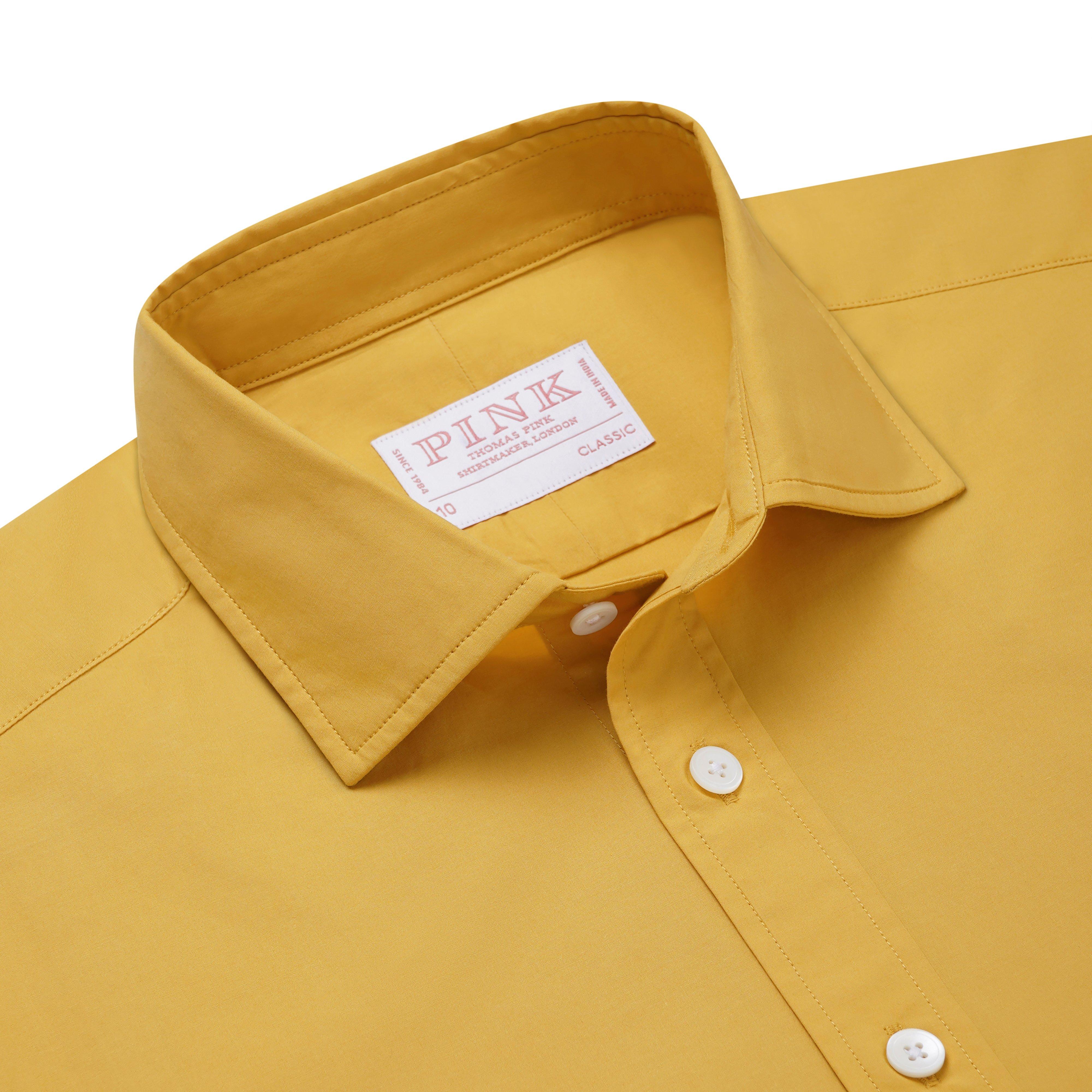 Thomas Pink Women's Classic Fit Plain Cotton Blend Shirt Yellow-MALFORD OF LONDON SAVILE ROW MENSWEAR OUTLET