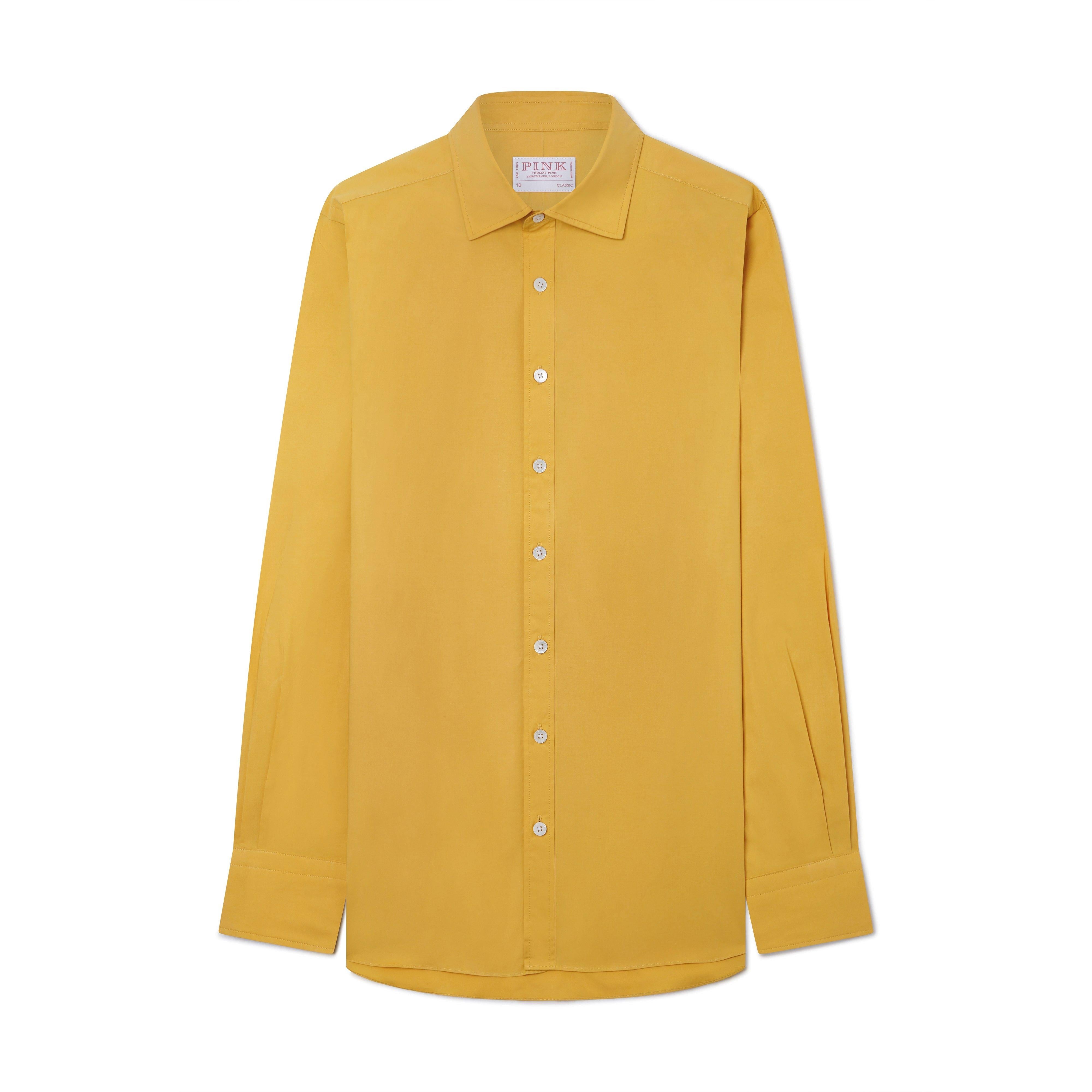 Thomas Pink Women's Classic Fit Plain Cotton Blend Shirt Yellow-MALFORD OF LONDON SAVILE ROW MENSWEAR OUTLET