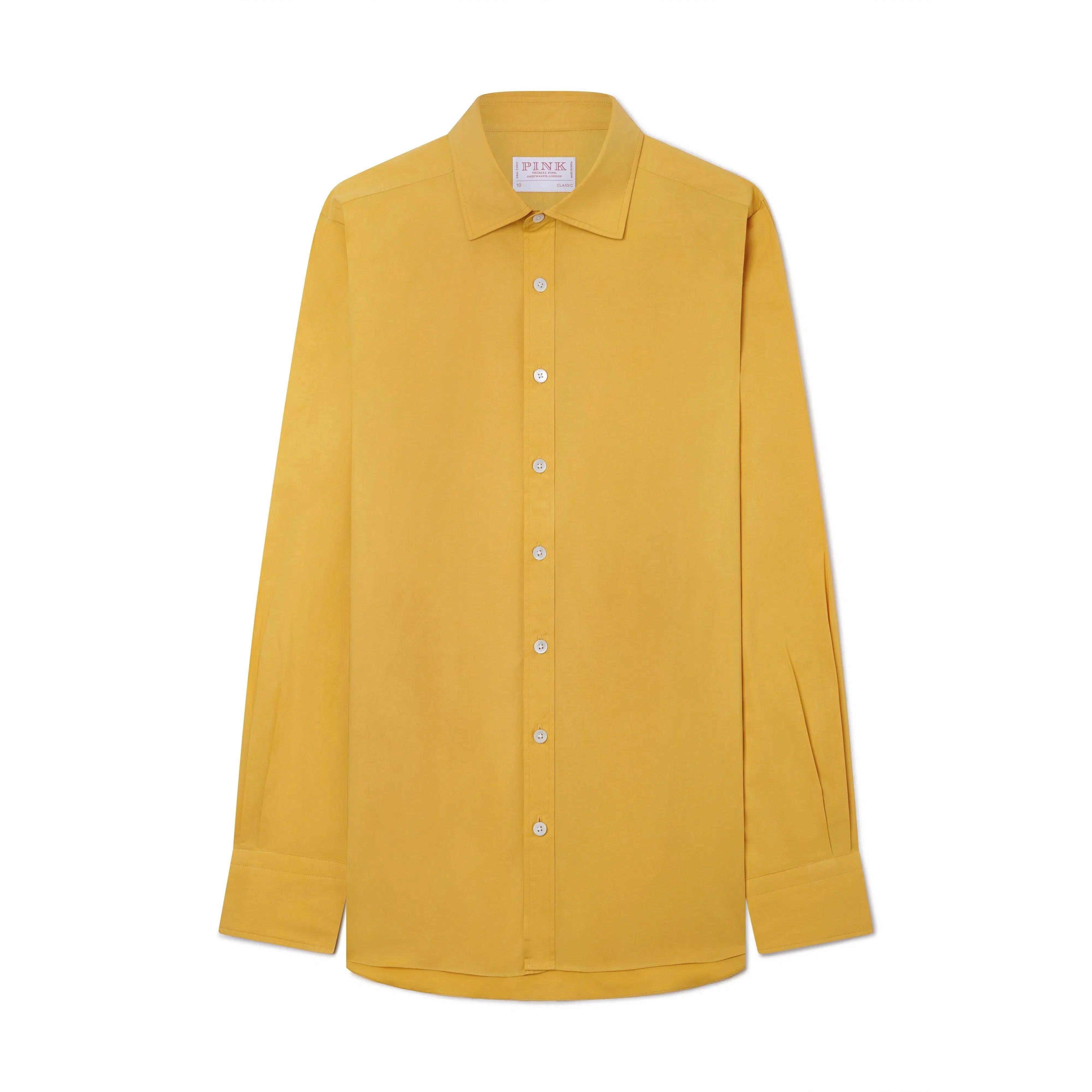 Thomas Pink Women's Classic Fit Plain Cotton Blend Shirt Yellow-MALFORD OF LONDON SAVILE ROW MENSWEAR OUTLET