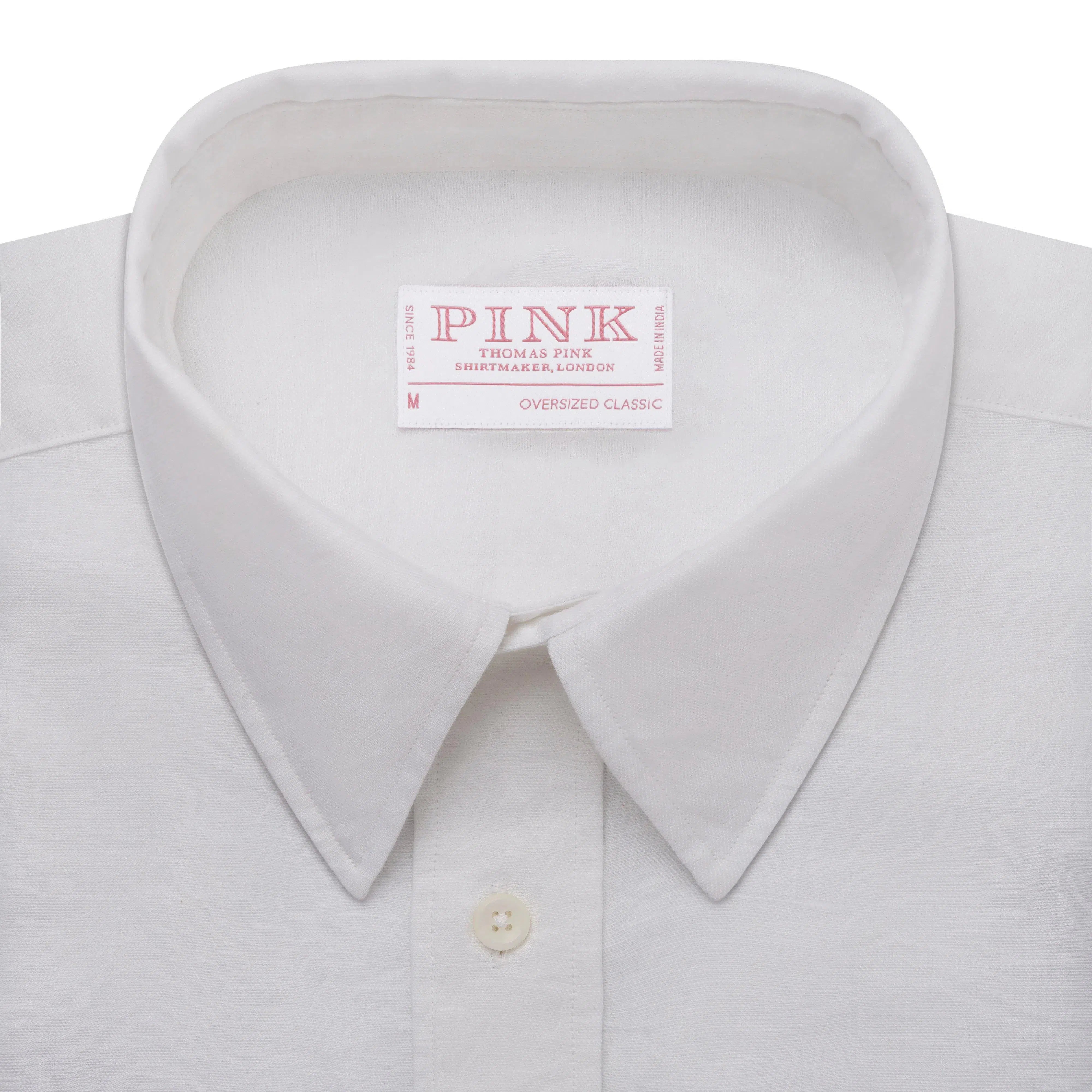 Thomas Pink Women's Oversized Fit Crinkle Cotton Linen Shirt White-MALFORD OF LONDON SAVILE ROW MENSWEAR OUTLET