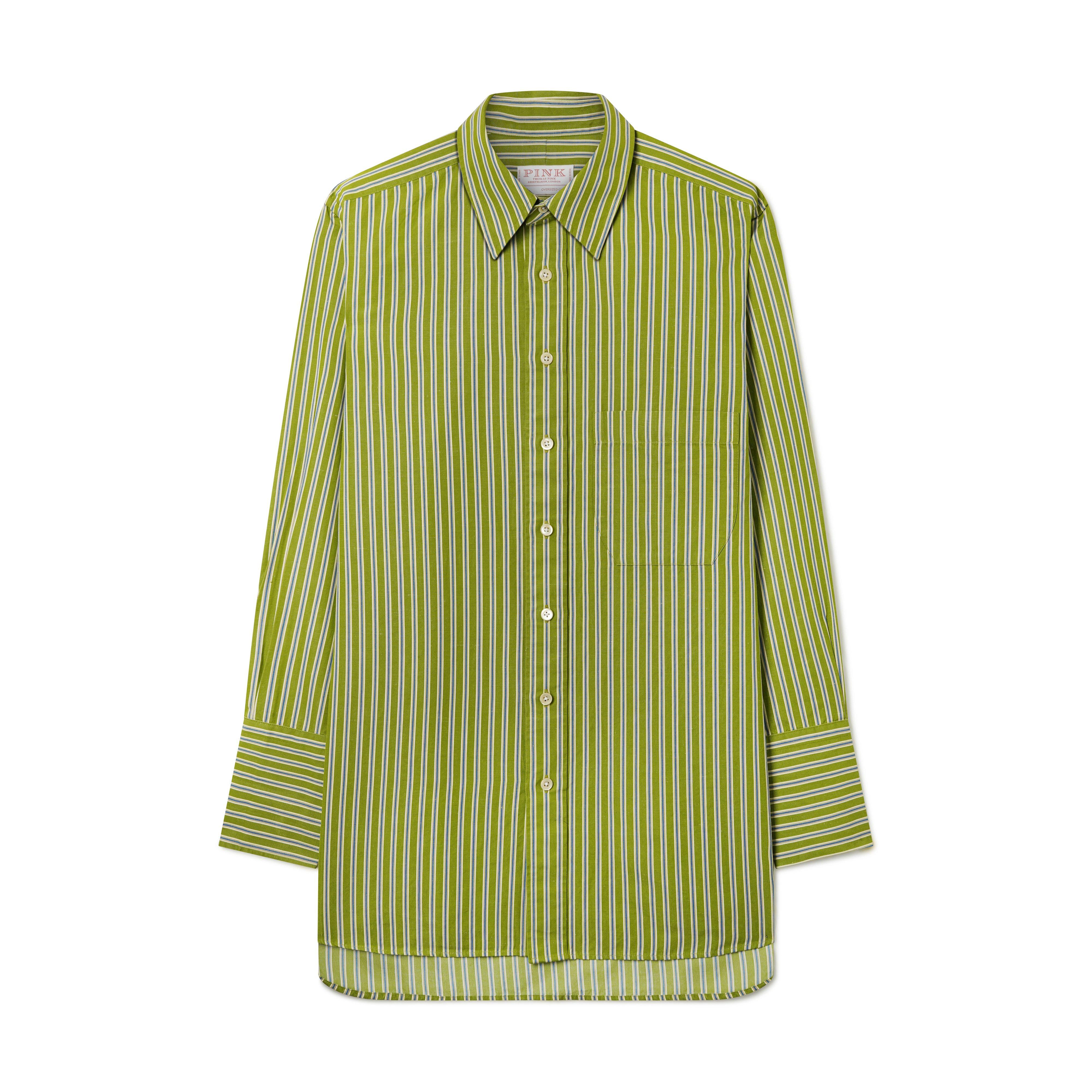 Thomas Pink Women's Oversized Fit Linen Multi Stripe Shirt-MALFORD OF LONDON SAVILE ROW MENSWEAR OUTLET