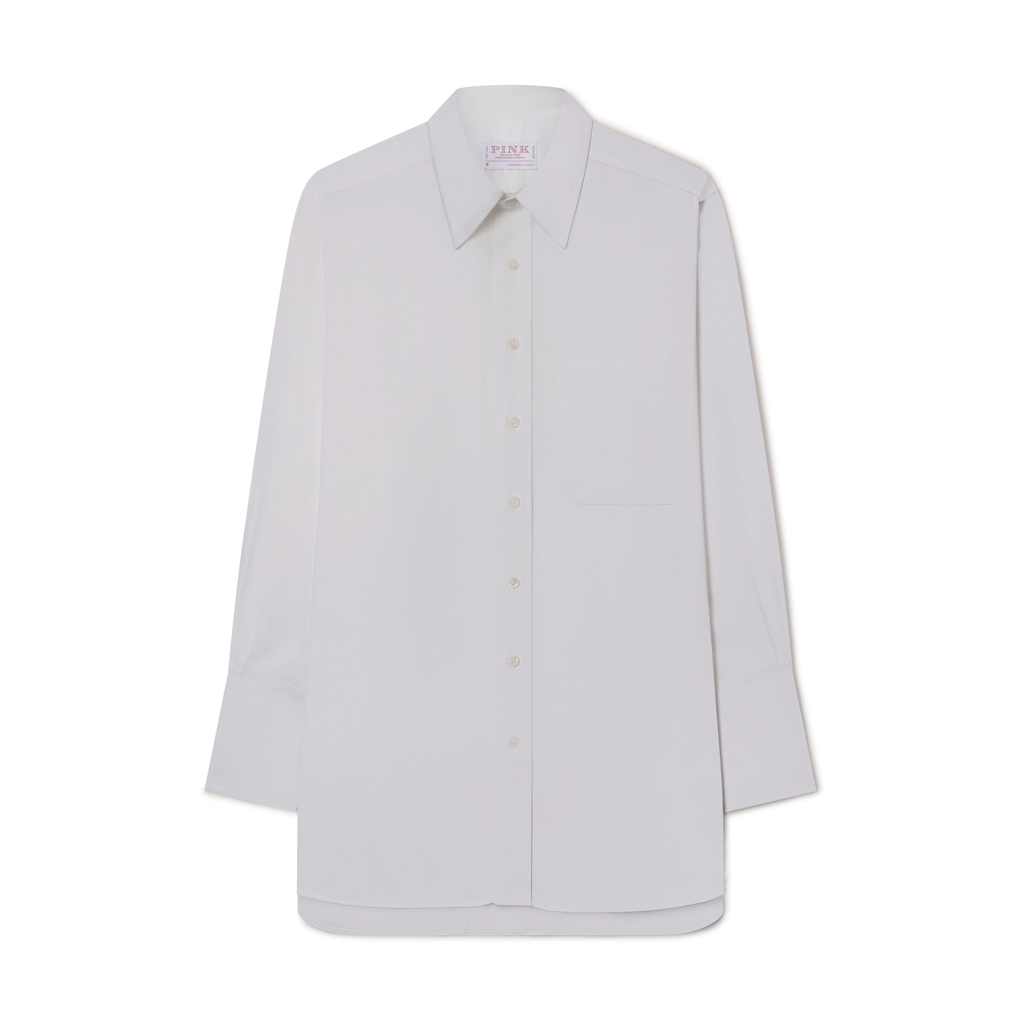 Thomas Pink Women's Oversized Fit Open Weave Shirt White-MALFORD OF LONDON SAVILE ROW MENSWEAR OUTLET