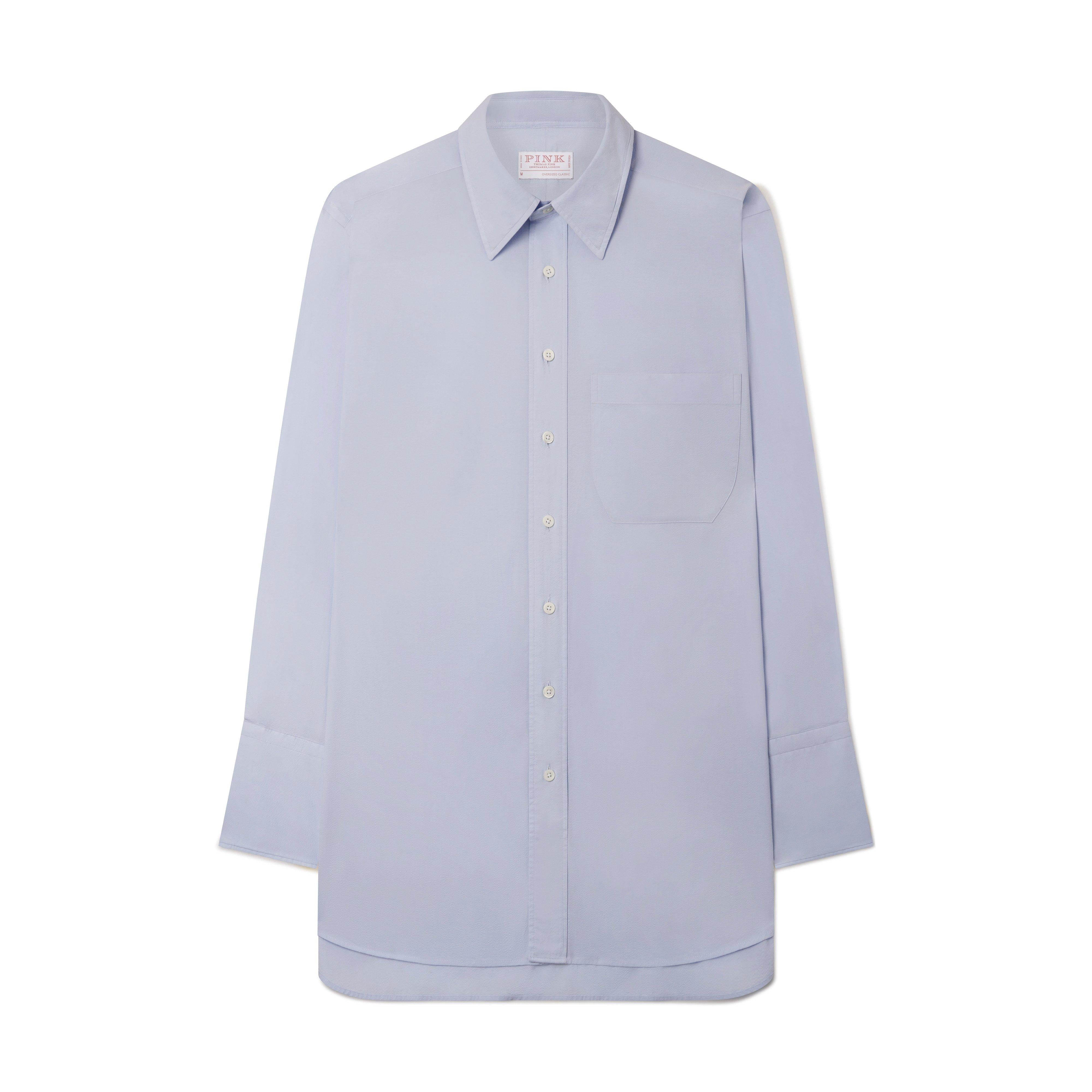 Thomas Pink Women's Oversized Fit Plain Seersucker Shirt Blue-MALFORD OF LONDON SAVILE ROW MENSWEAR OUTLET