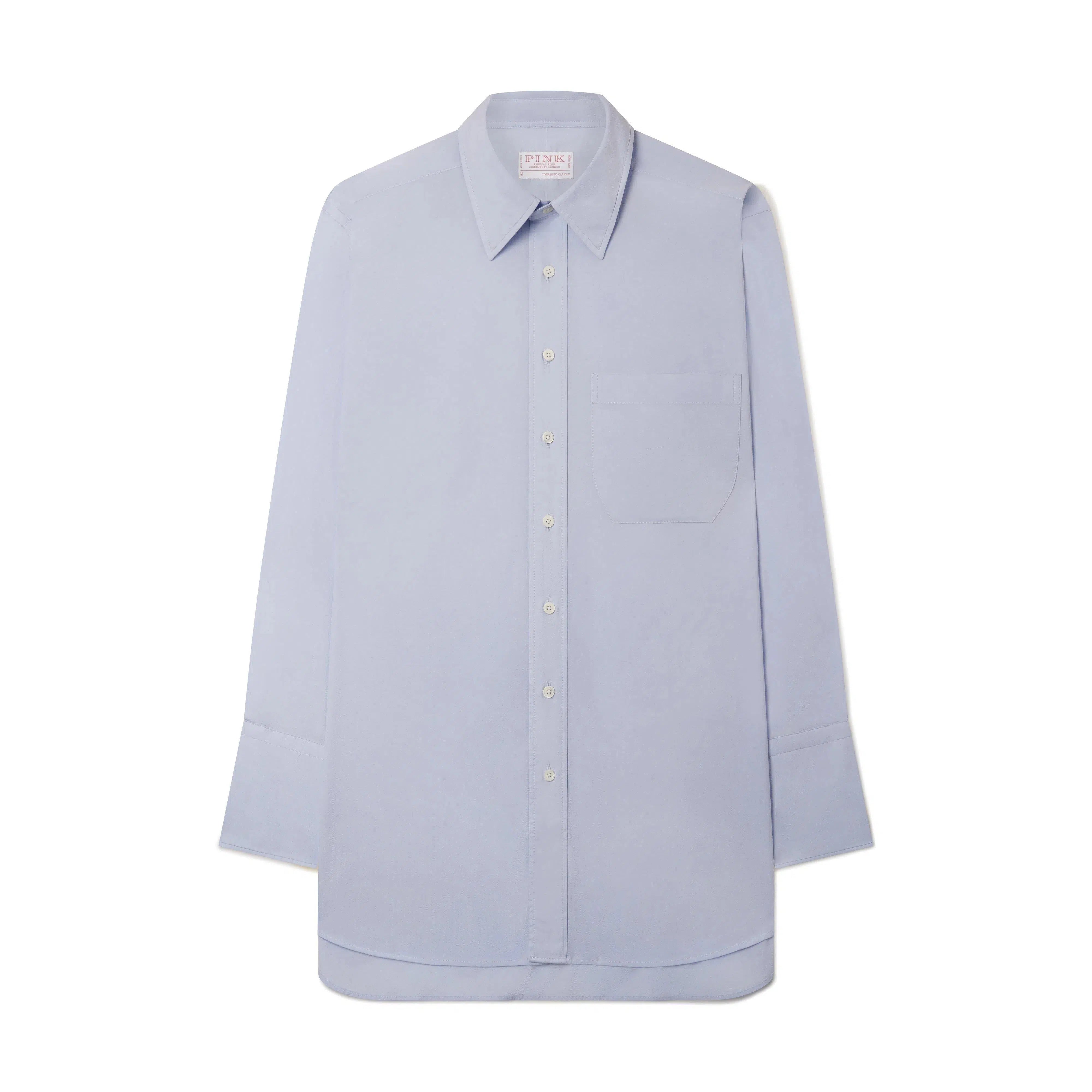 Thomas Pink Women's Oversized Fit Plain Seersucker Shirt Blue-MALFORD OF LONDON SAVILE ROW MENSWEAR OUTLET