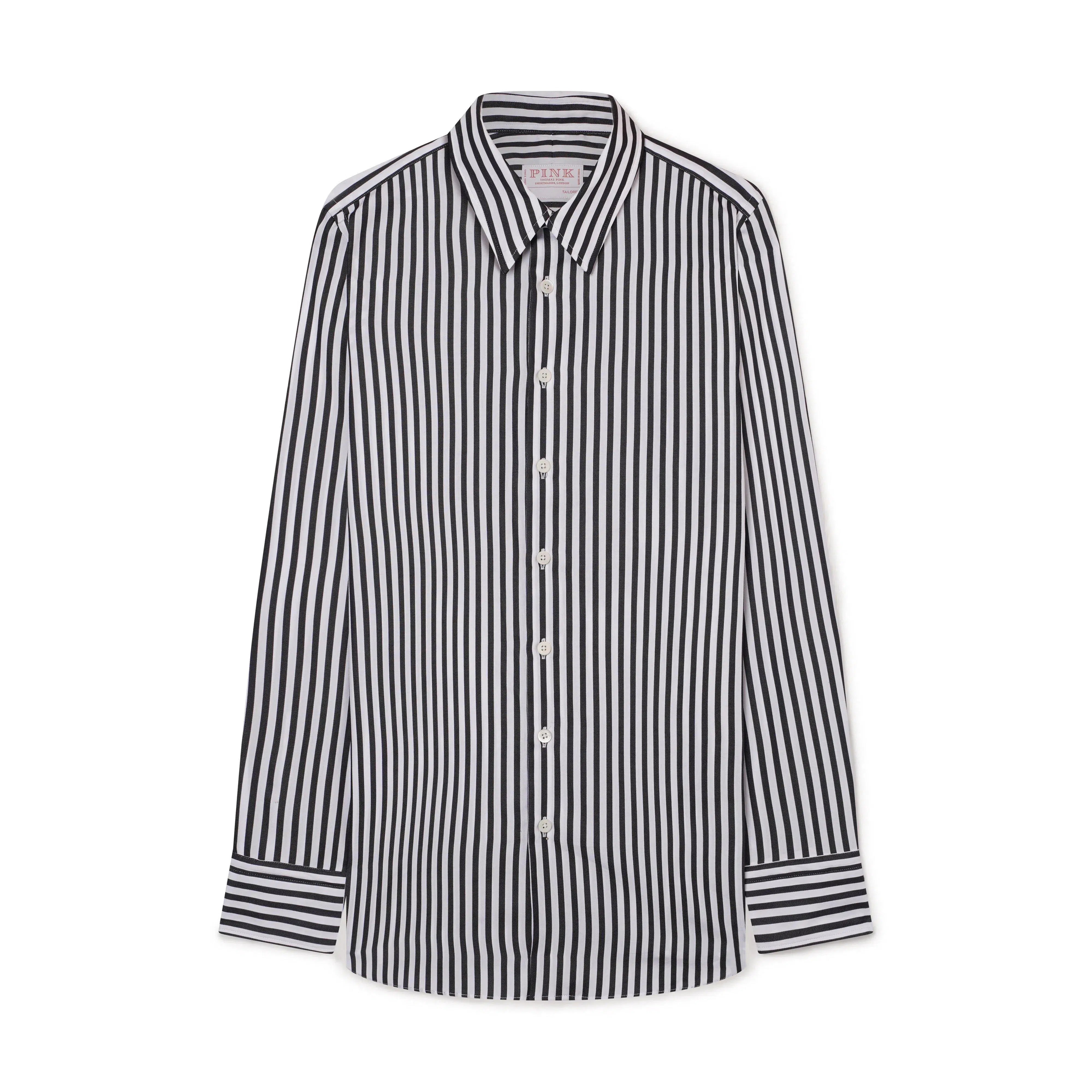 Thomas Pink Women's Tailored Capri Stripe Shirt Black/White-MALFORD OF LONDON SAVILE ROW MENSWEAR OUTLET