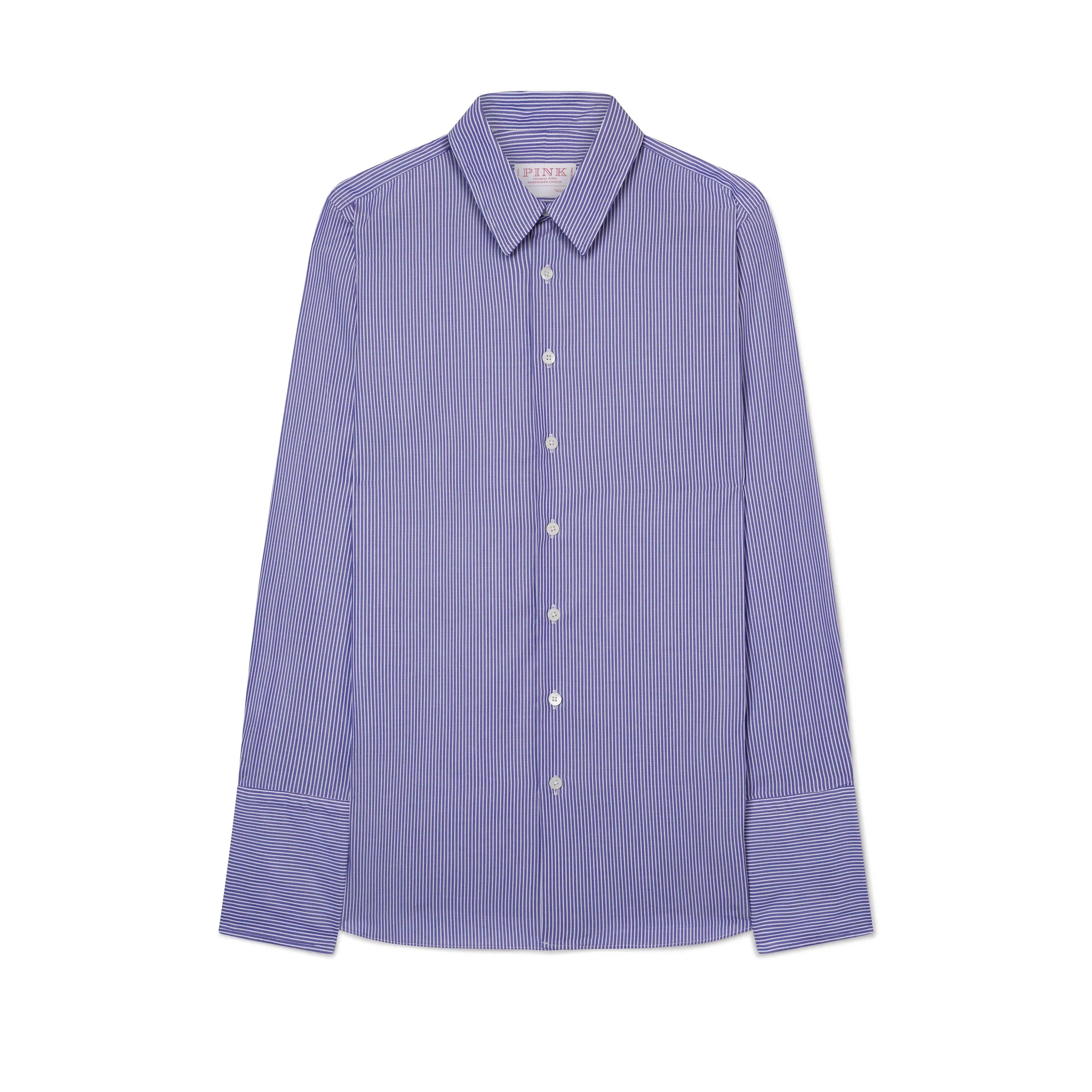 Thomas Pink Women's Tailored Fine Bengal Stripe Shirt Blue/White-MALFORD OF LONDON SAVILE ROW MENSWEAR OUTLET