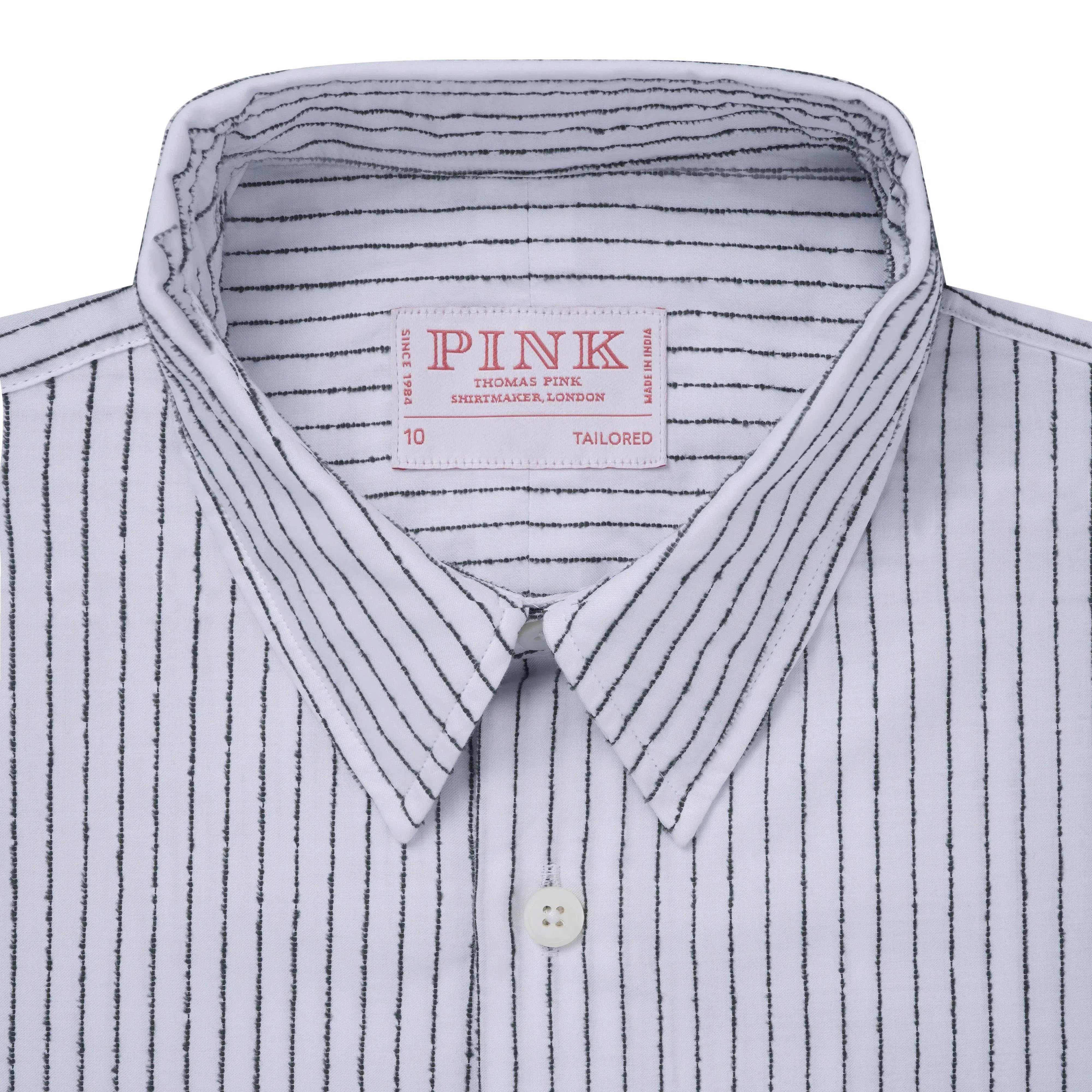 Thomas Pink Women's Tailored Jacquard Barre Stripe Shirt White/Green-MALFORD OF LONDON SAVILE ROW MENSWEAR OUTLET