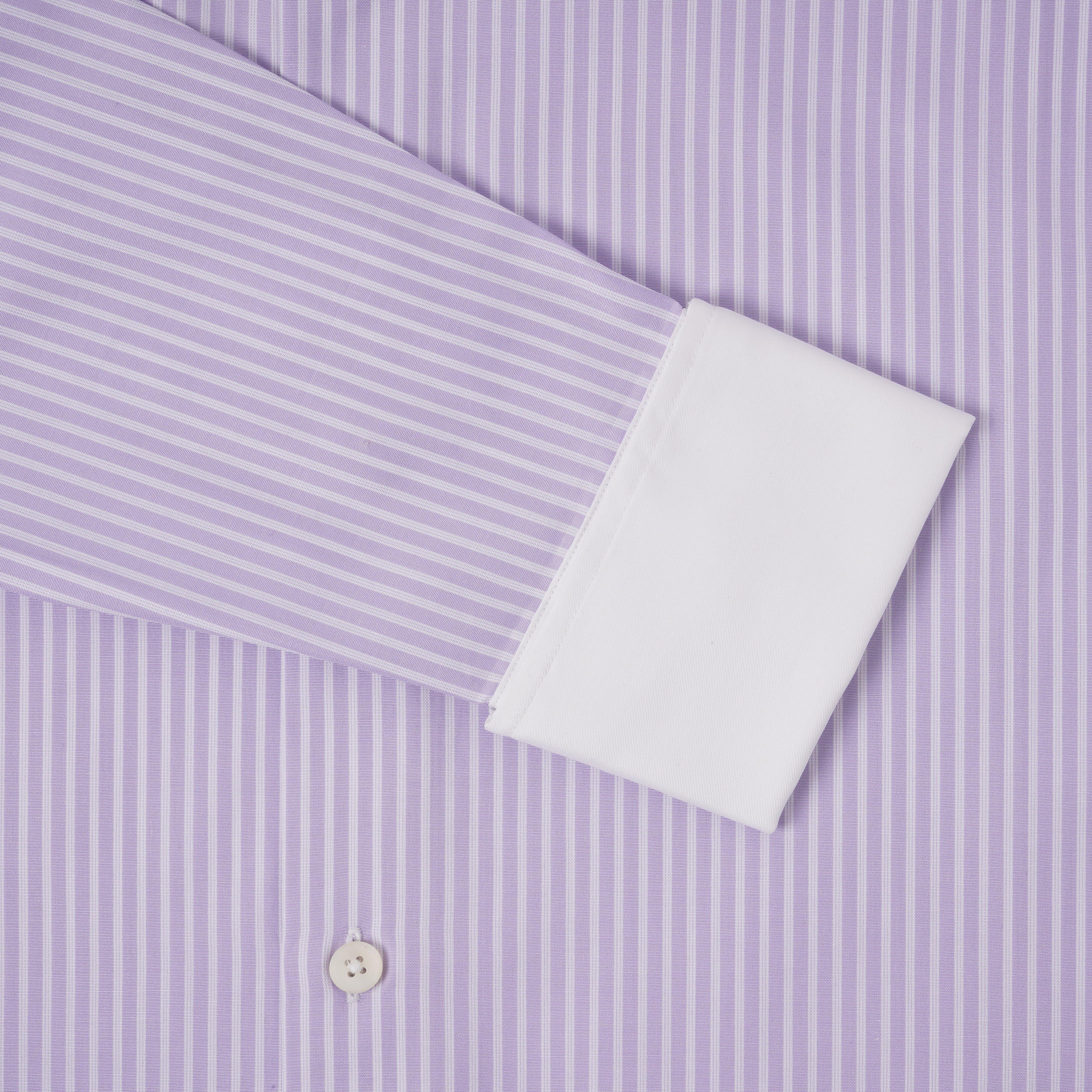 Thomas Pink Women's Tailored Lux Poplin Double Stripe Shirt Purple-MALFORD OF LONDON SAVILE ROW MENSWEAR OUTLET