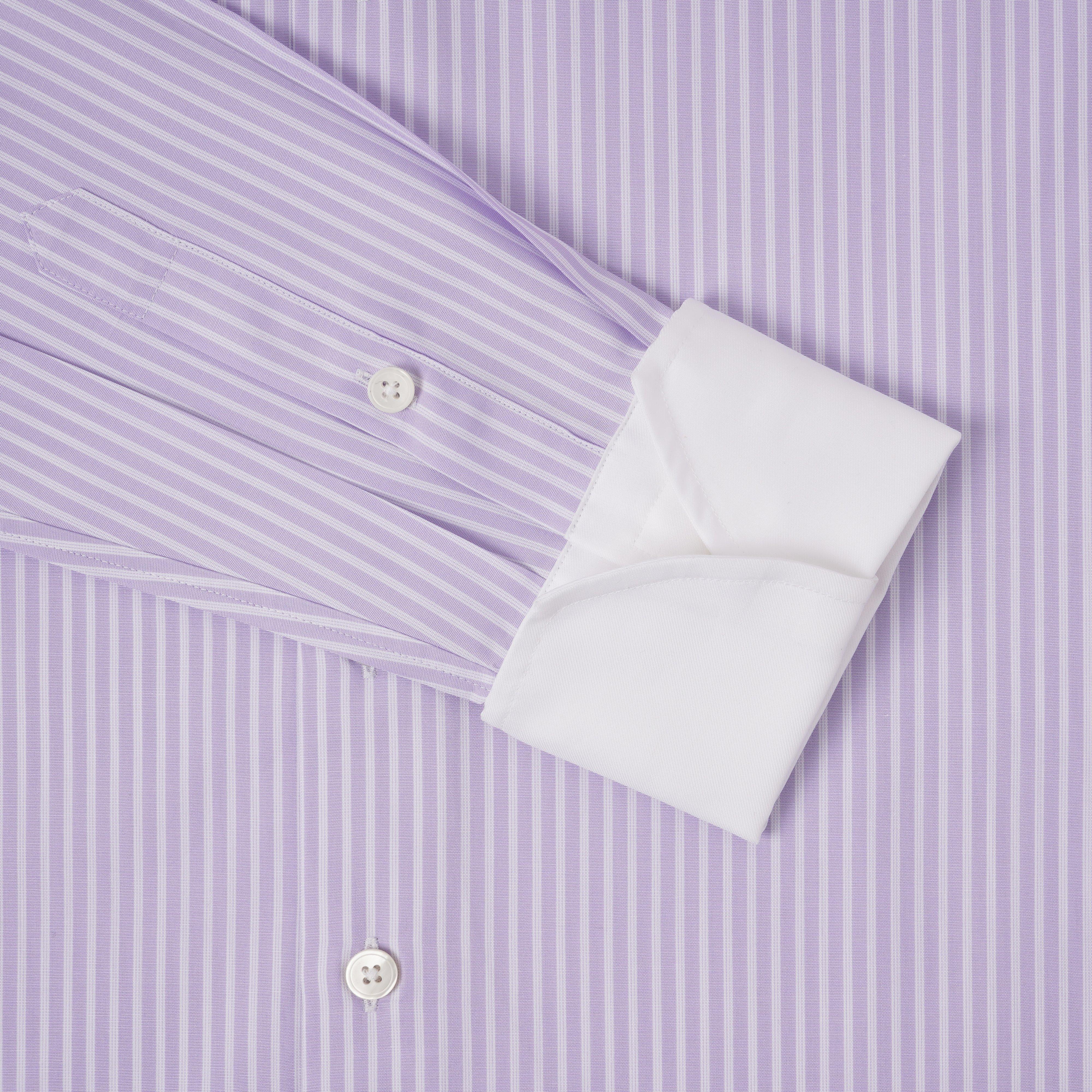 Thomas Pink Women's Tailored Lux Poplin Double Stripe Shirt Purple-MALFORD OF LONDON SAVILE ROW MENSWEAR OUTLET