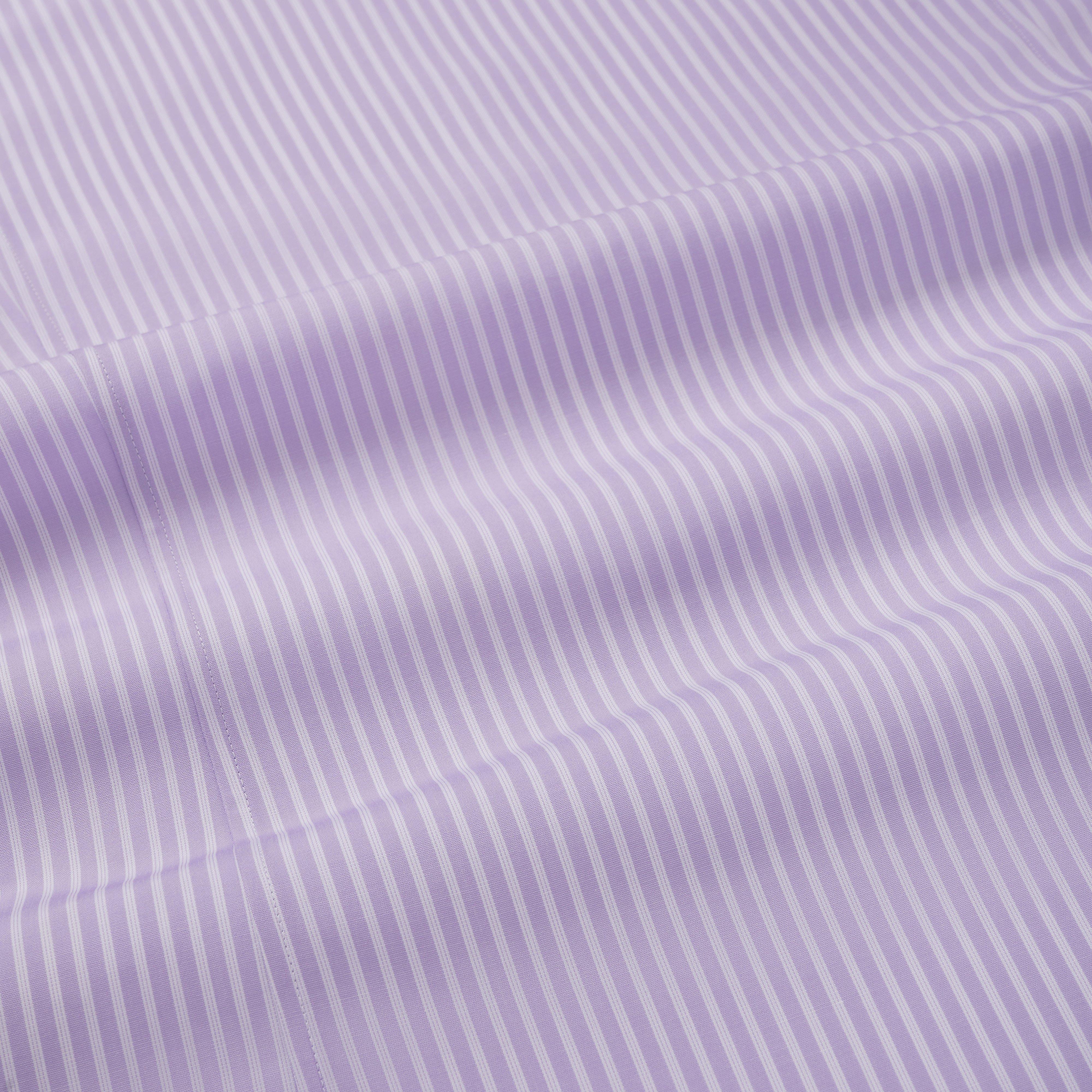 Thomas Pink Women's Tailored Lux Poplin Double Stripe Shirt Purple-MALFORD OF LONDON SAVILE ROW MENSWEAR OUTLET