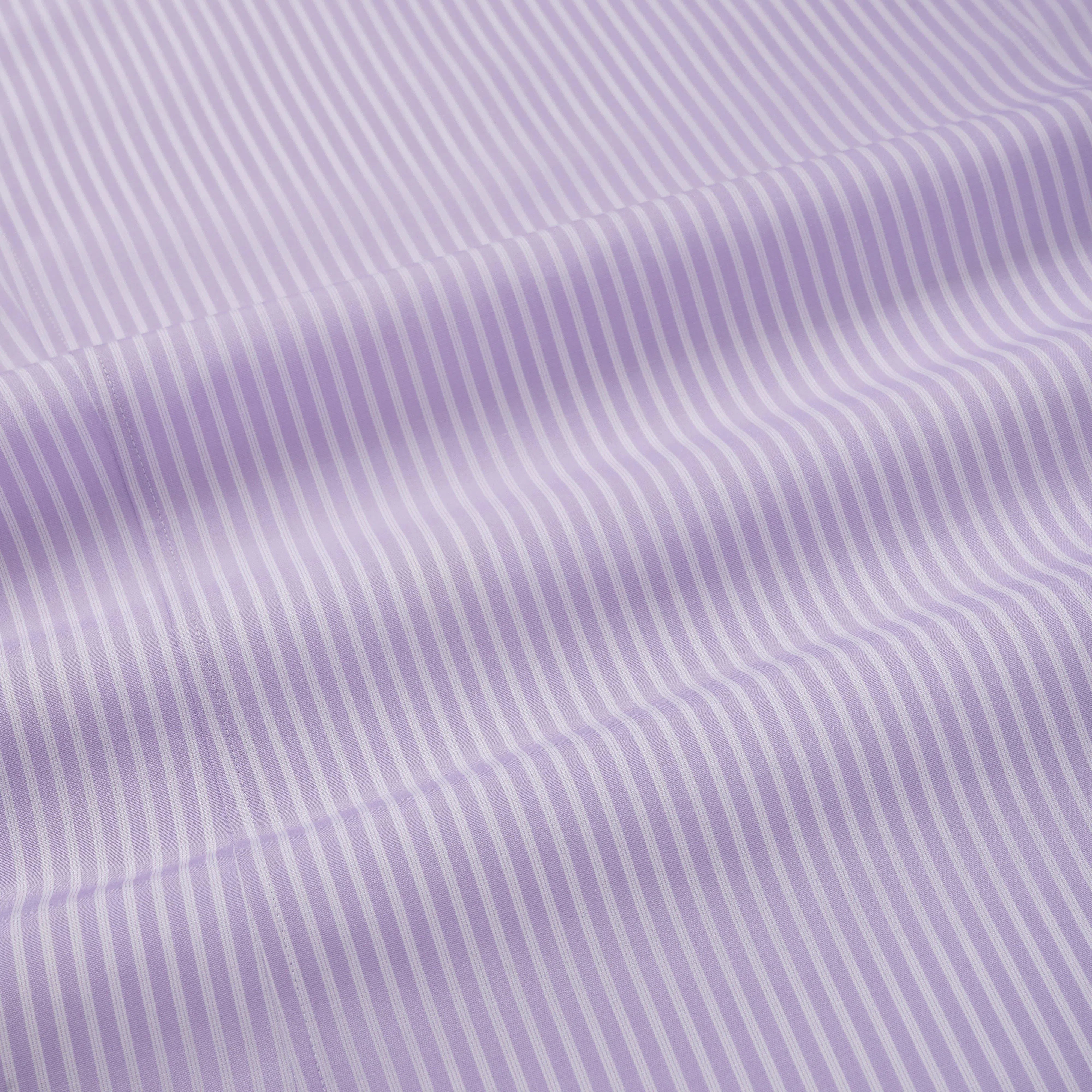 Thomas Pink Women's Tailored Lux Poplin Double Stripe Shirt Purple-MALFORD OF LONDON SAVILE ROW MENSWEAR OUTLET