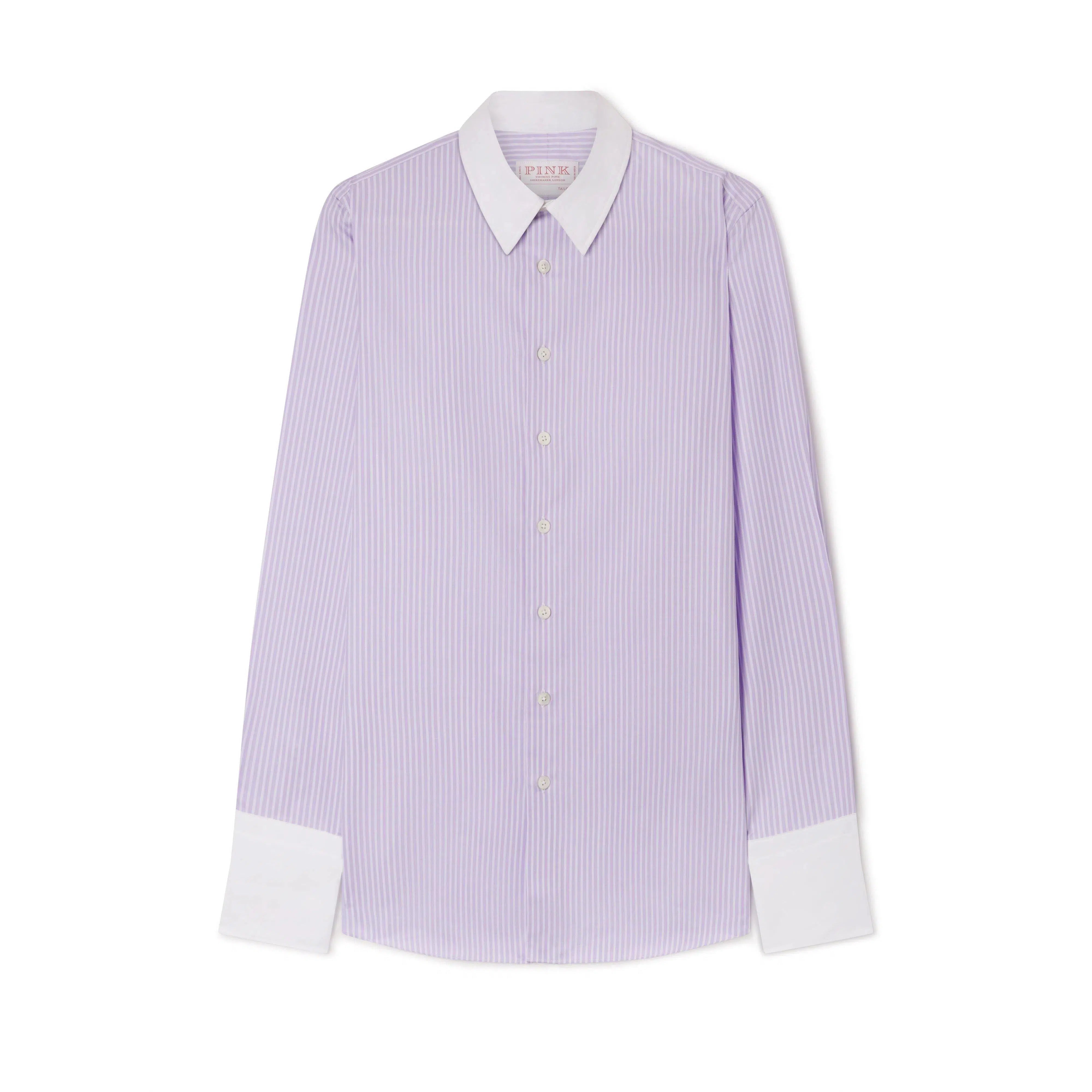 Thomas Pink Women's Tailored Lux Poplin Double Stripe Shirt Purple-MALFORD OF LONDON SAVILE ROW MENSWEAR OUTLET