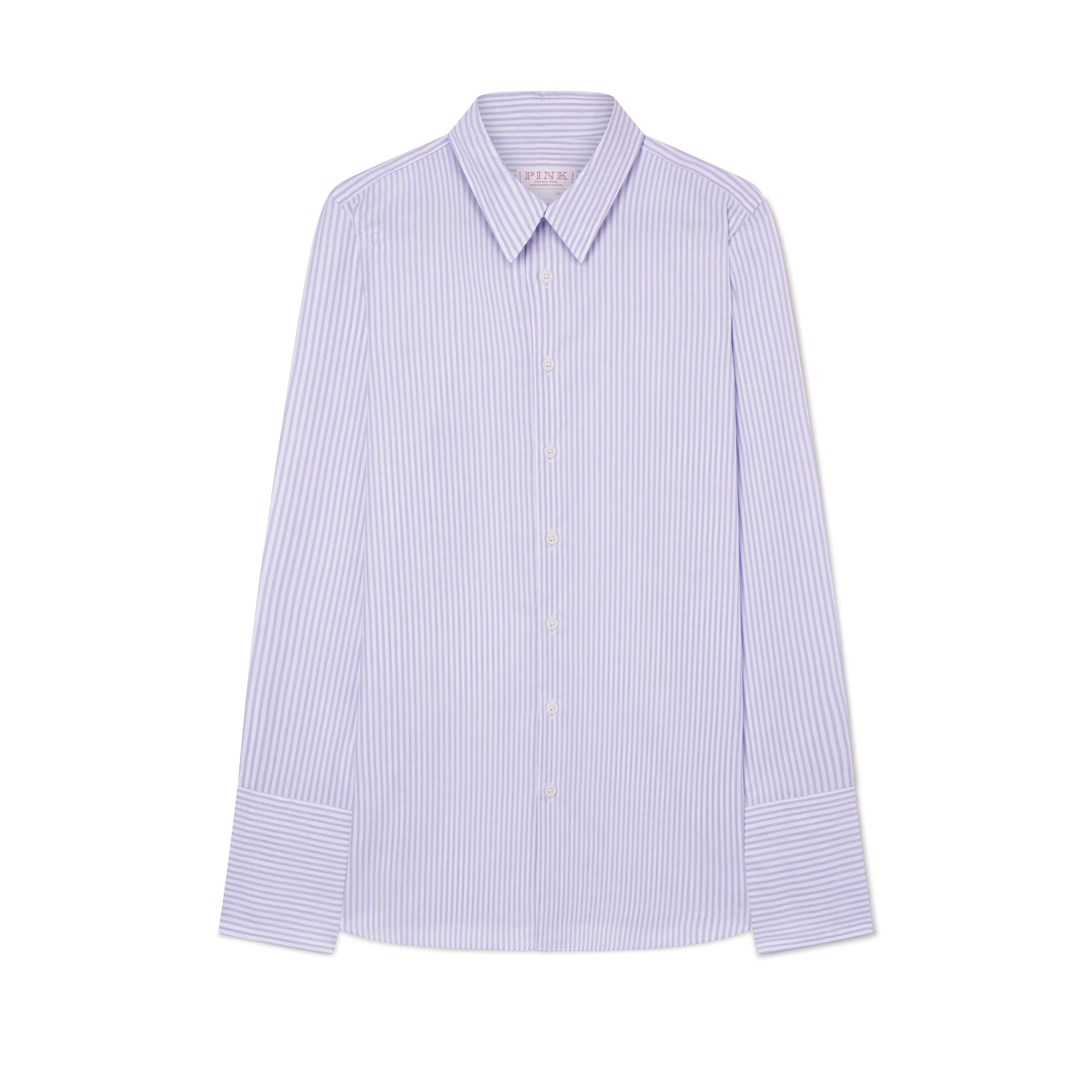 Thomas Pink Women's Tailored Textured Stripe Shirt Purple-MALFORD OF LONDON SAVILE ROW MENSWEAR OUTLET