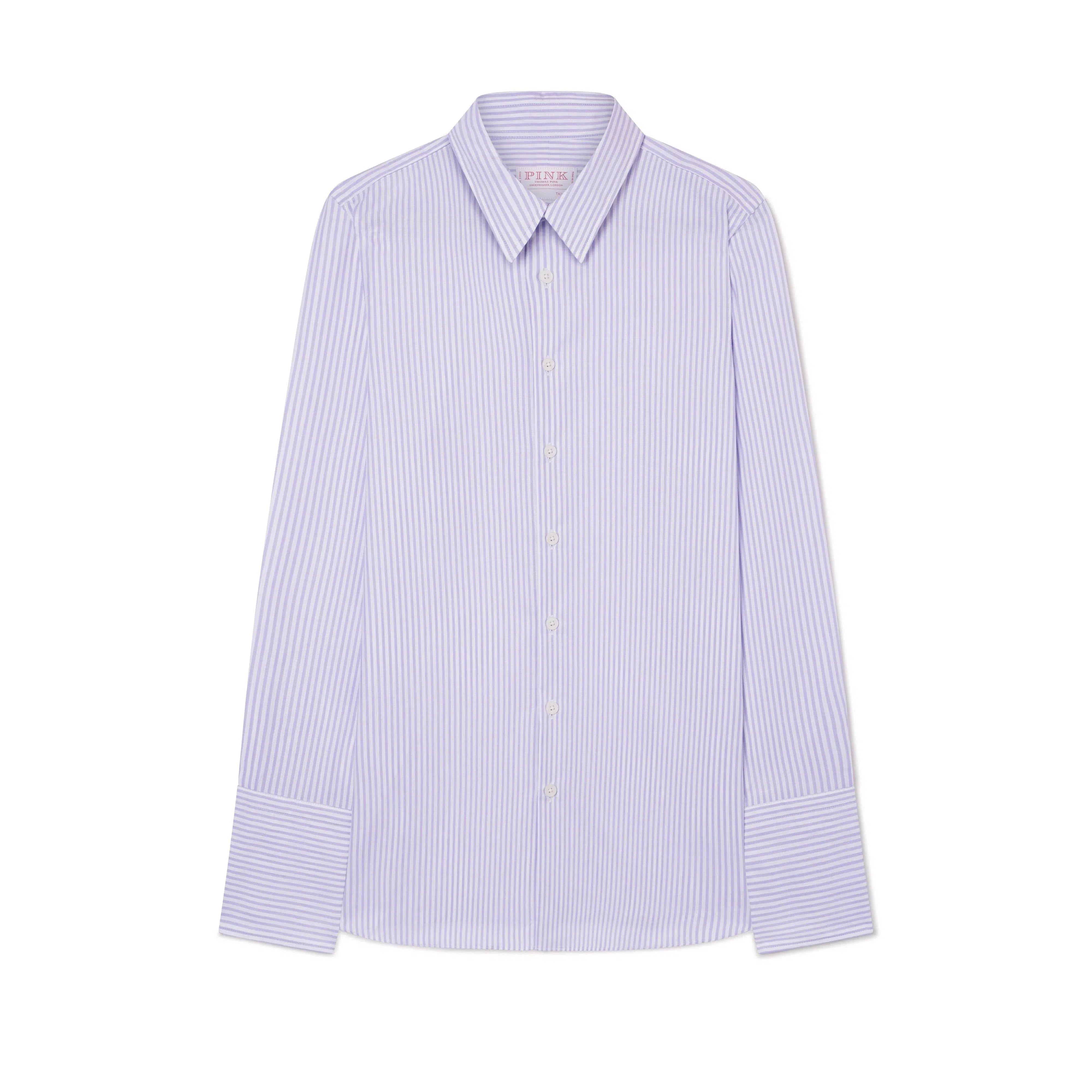 Thomas Pink Women's Tailored Textured Stripe Shirt Purple-MALFORD OF LONDON SAVILE ROW MENSWEAR OUTLET