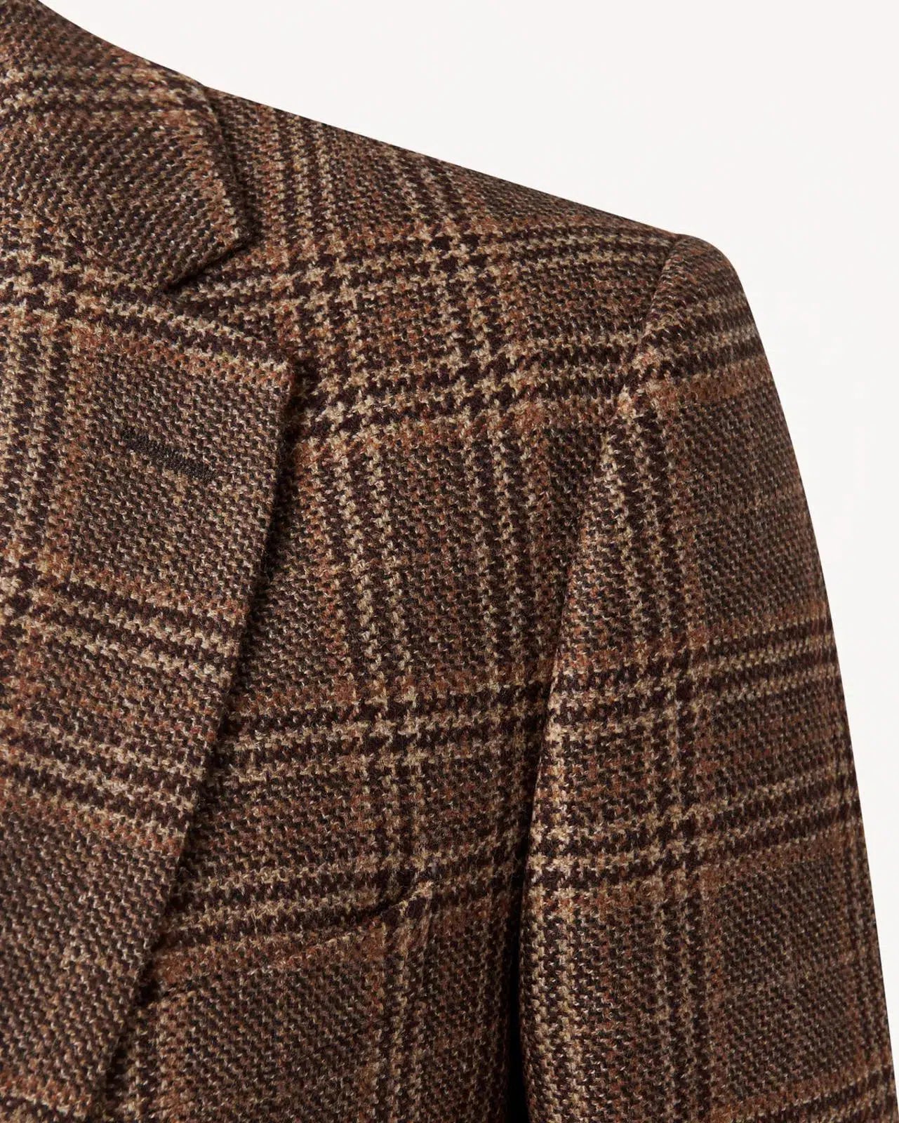 Two Button Window Check Wool Jacket Brown-MALFORD OF LONDON SAVILE ROW MENSWEAR OUTLET