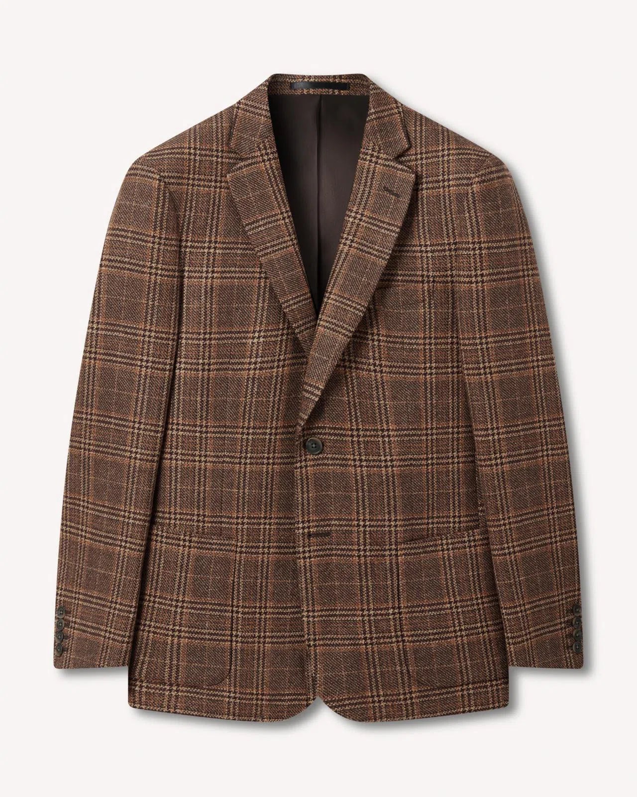 Two Button Window Check Wool Jacket Brown-MALFORD OF LONDON SAVILE ROW MENSWEAR OUTLET