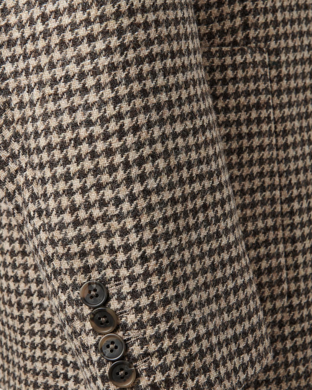 Two Button Wool Jacket Brown Houndstooth-MALFORD OF LONDON SAVILE ROW MENSWEAR OUTLET