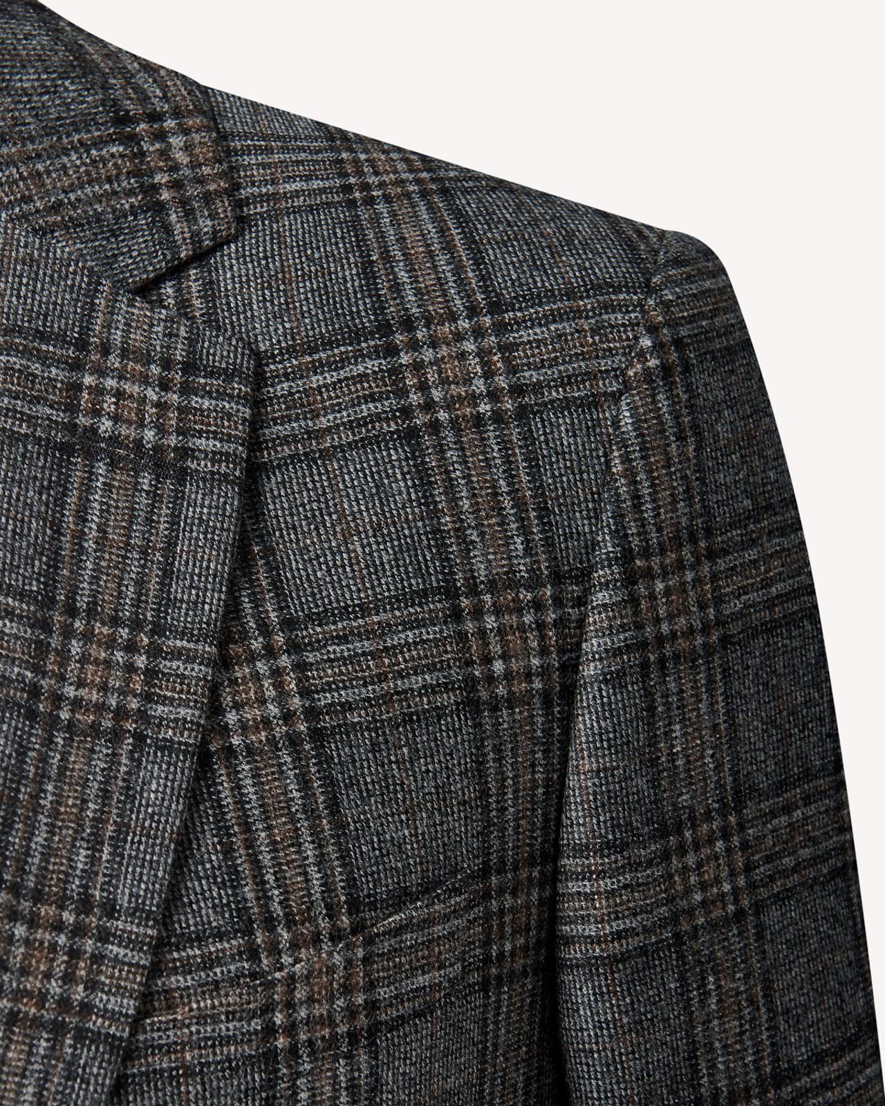 Two Button Wool Jacket Grey Check-MALFORD OF LONDON SAVILE ROW MENSWEAR OUTLET