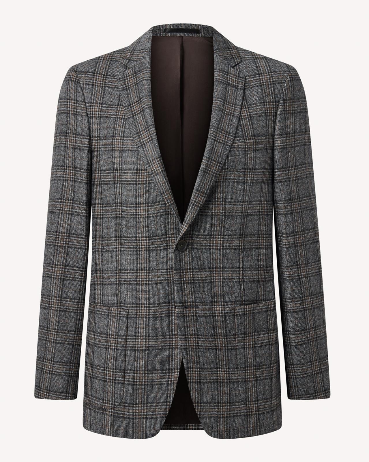 Two Button Wool Jacket Grey Check-MALFORD OF LONDON SAVILE ROW MENSWEAR OUTLET