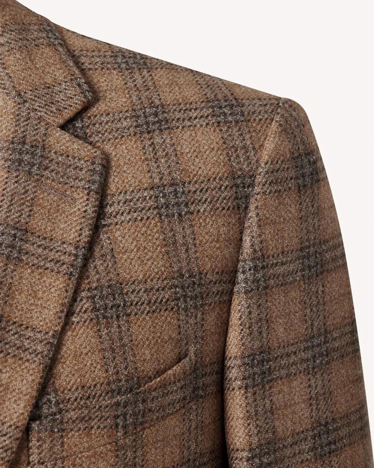 Two Button Wool/Cashmere Jacket Brown Window Check-MALFORD OF LONDON SAVILE ROW MENSWEAR OUTLET