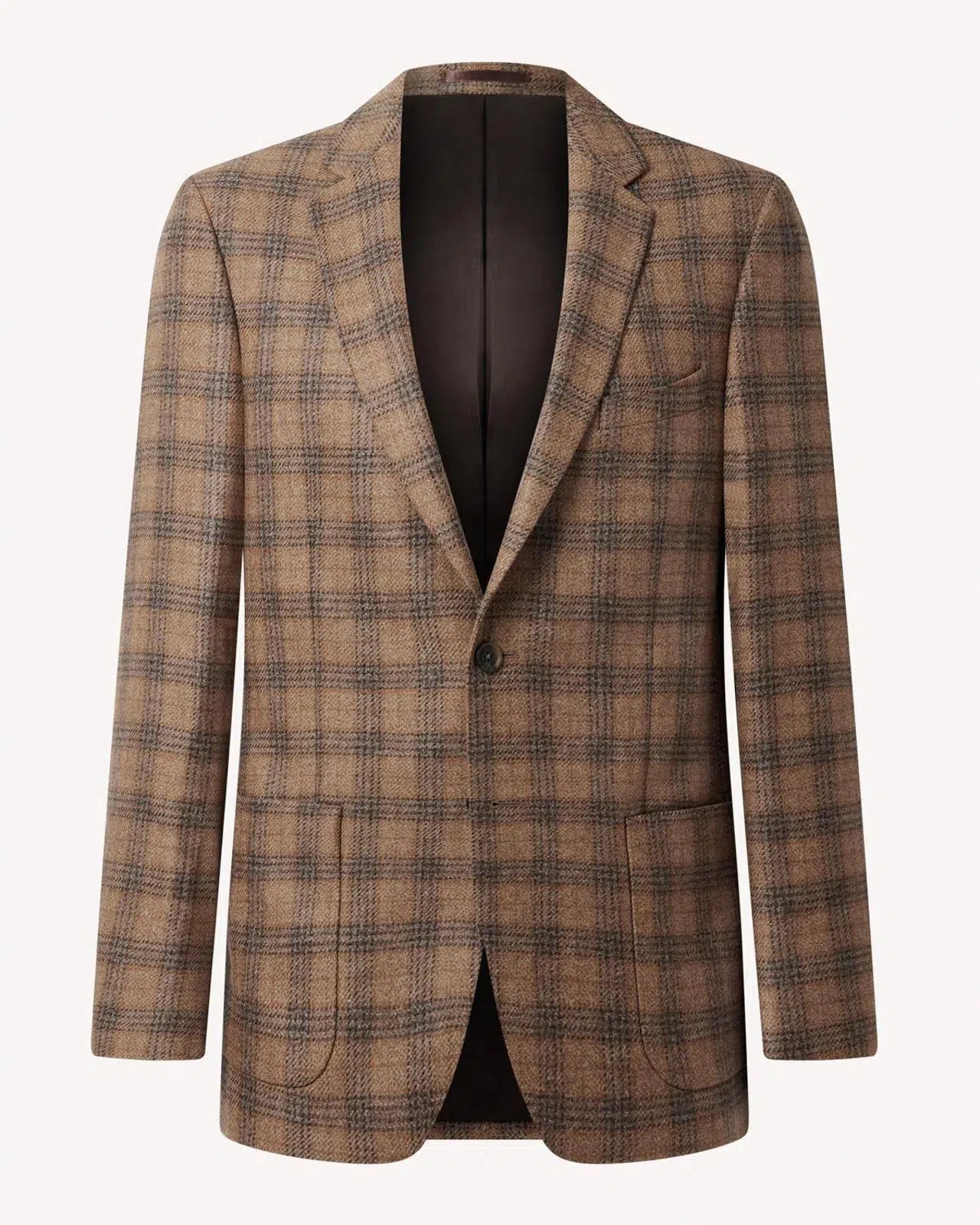 Two Button Wool/Cashmere Jacket Brown Window Check-MALFORD OF LONDON SAVILE ROW MENSWEAR OUTLET