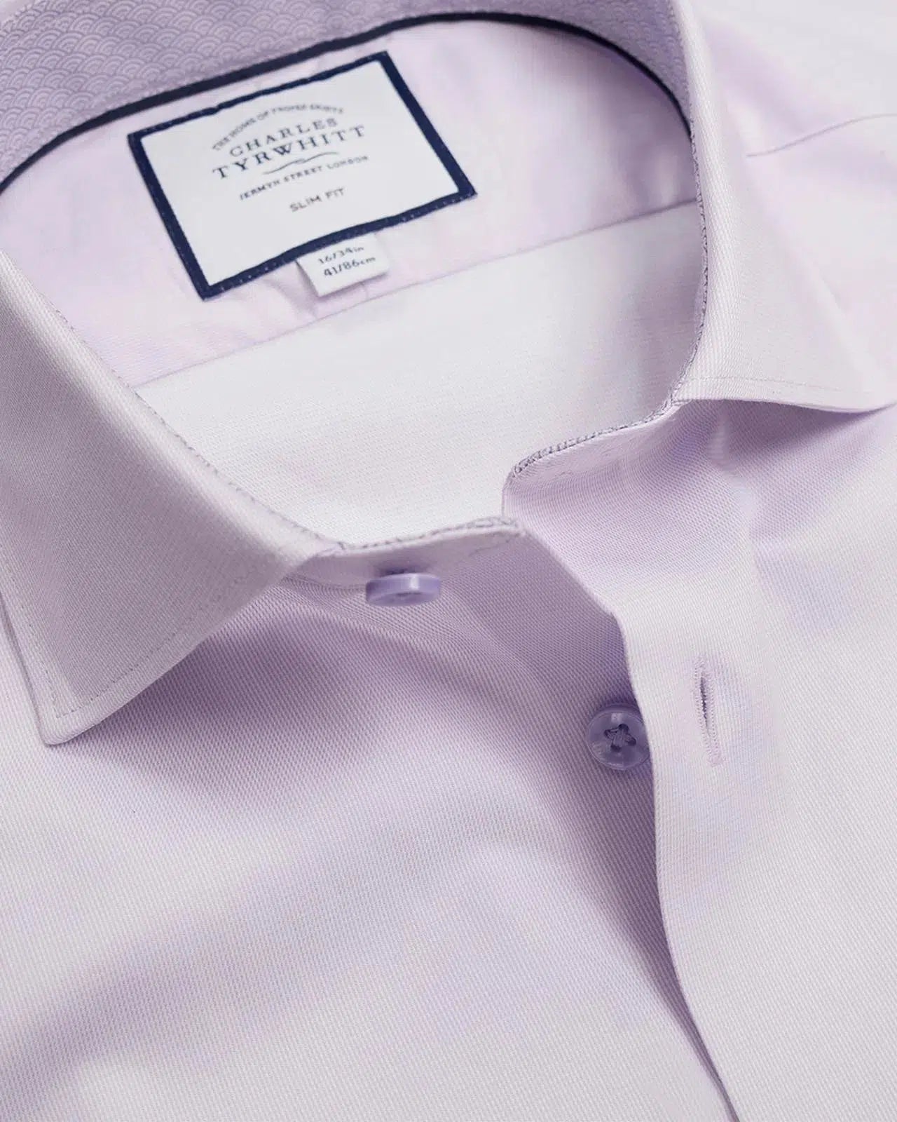 Violet Slim Fit Printed Trim Twill Shirt-MALFORD OF LONDON SAVILE ROW MENSWEAR OUTLET