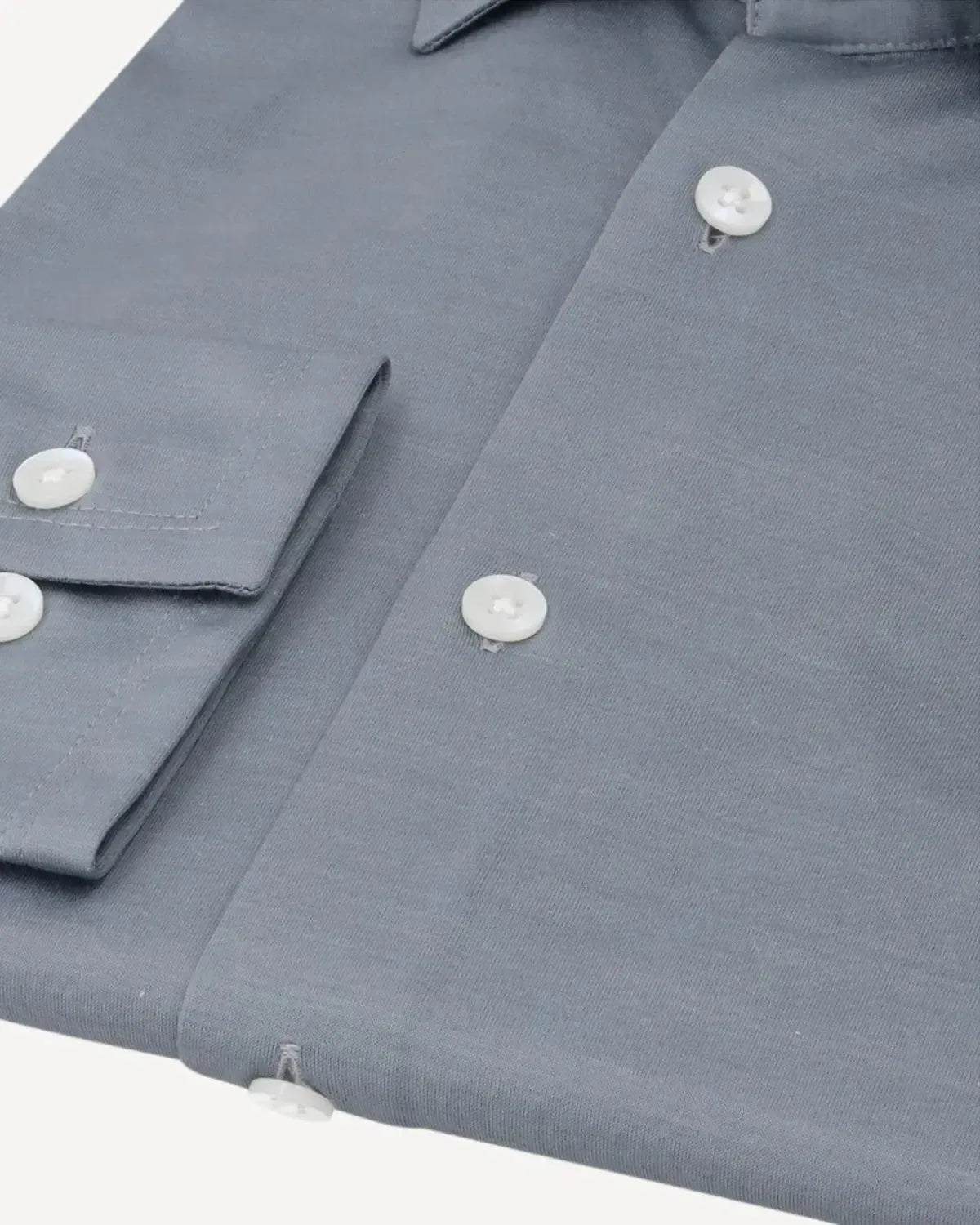 WILLIAM HUNT Poplin Cotton Shirt Marl Grey-MALFORD OF LONDON SAVILE ROW MENSWEAR OUTLET