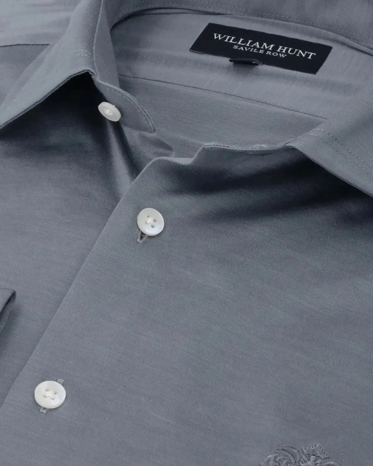 WILLIAM HUNT Poplin Cotton Shirt Marl Grey-MALFORD OF LONDON SAVILE ROW MENSWEAR OUTLET