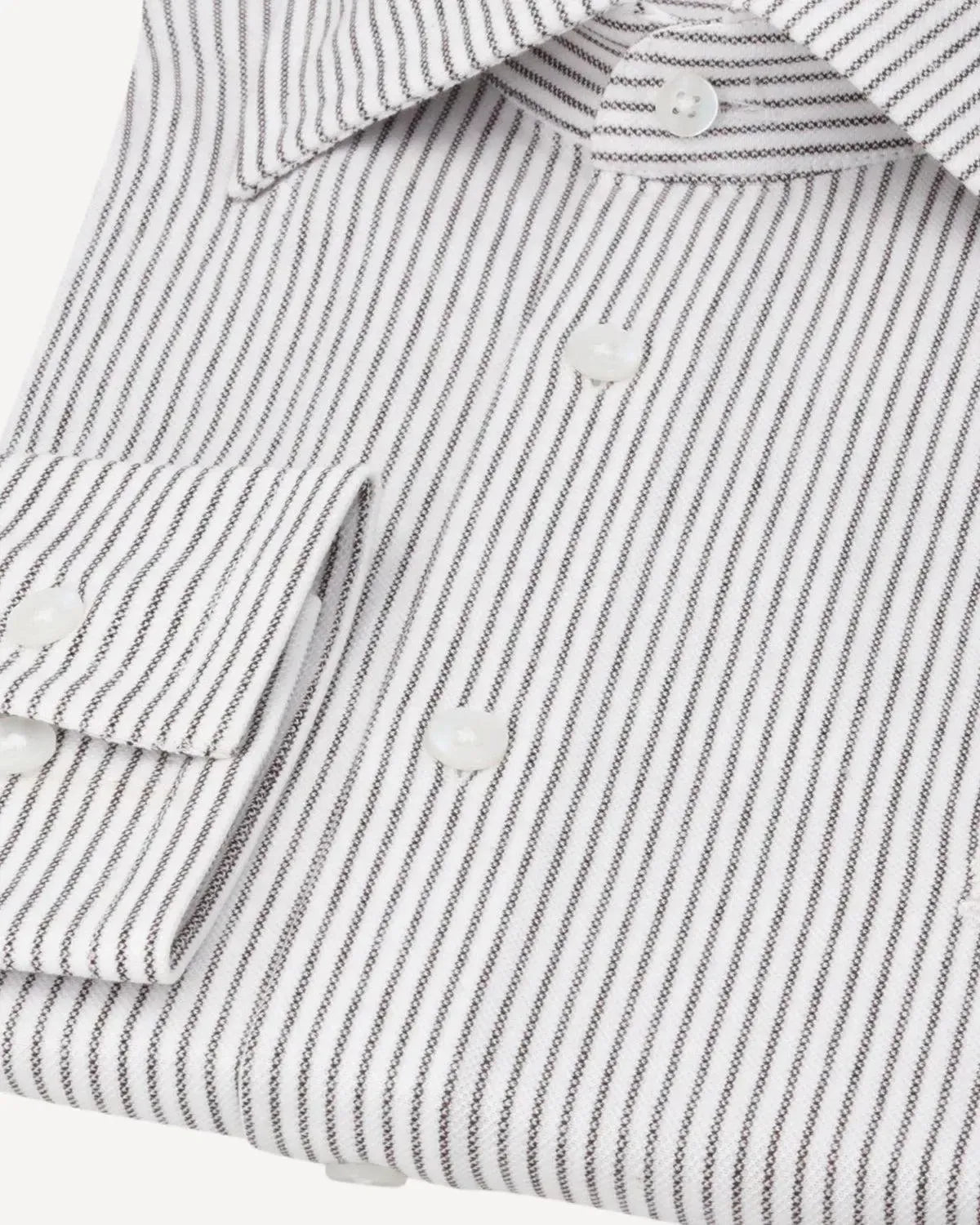WILLIAM HUNT Rope Stripe Textured Shirt White/Black-MALFORD OF LONDON SAVILE ROW MENSWEAR OUTLET