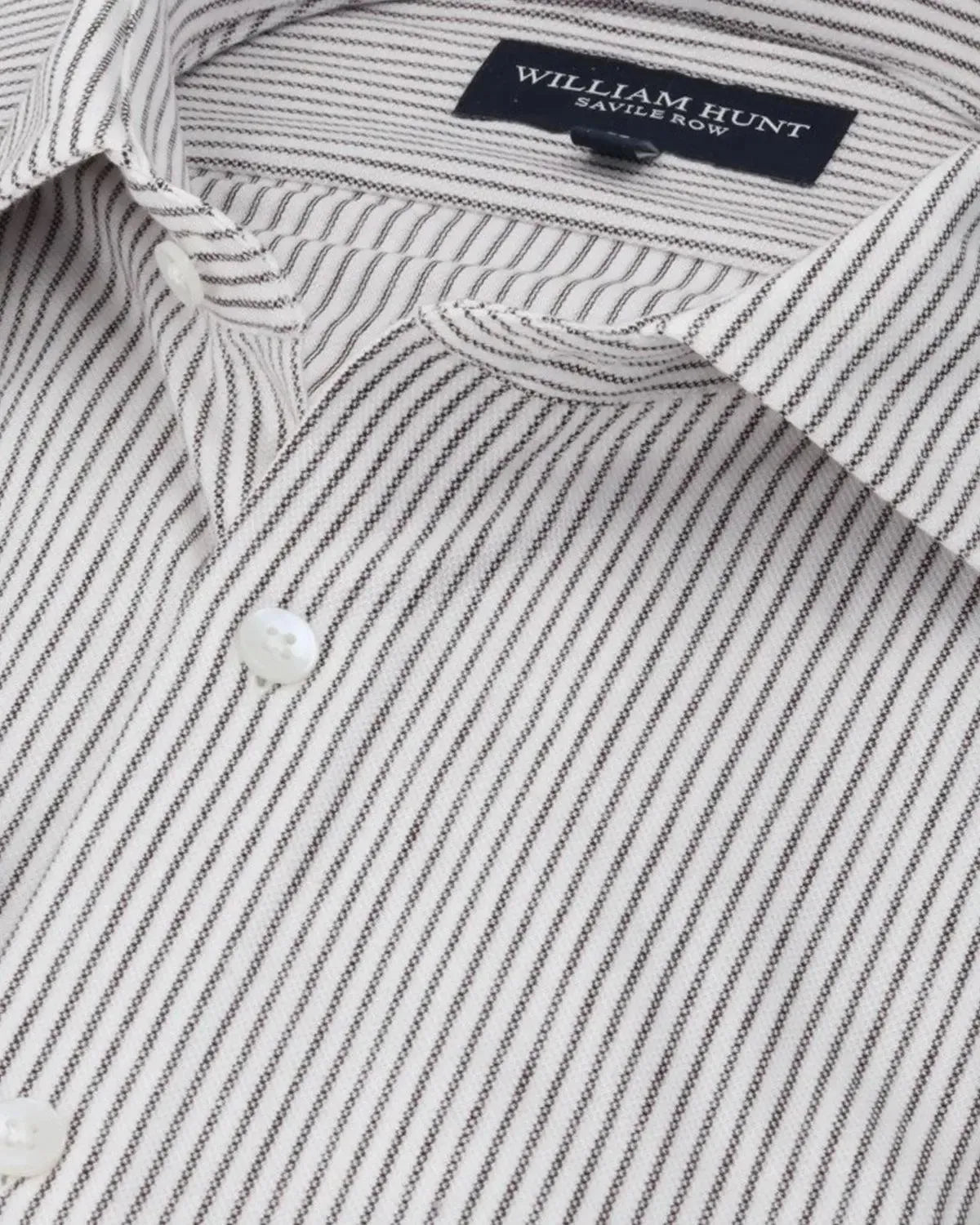WILLIAM HUNT Rope Stripe Textured Shirt White/Black-MALFORD OF LONDON SAVILE ROW MENSWEAR OUTLET