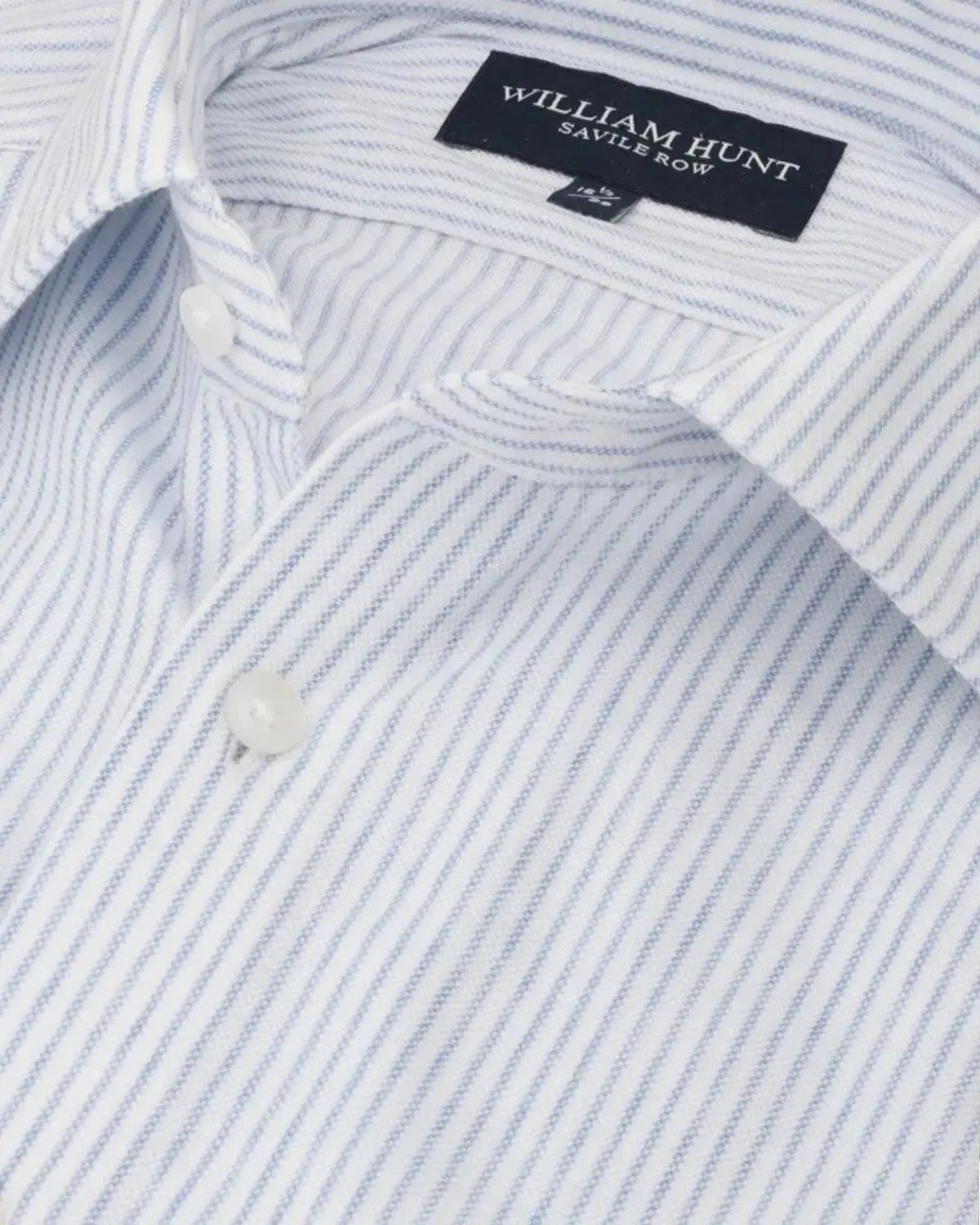 WILLIAM HUNT Rope Stripe Textured Shirt White/Blue-MALFORD OF LONDON SAVILE ROW MENSWEAR OUTLET