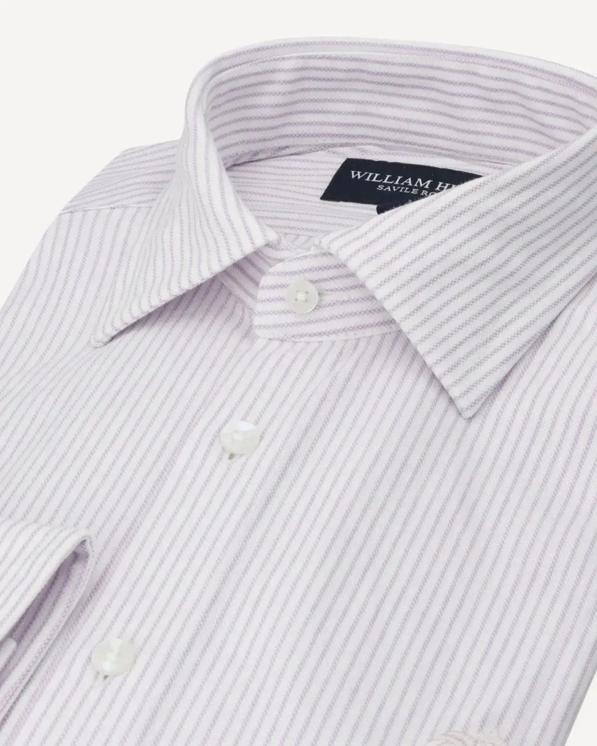 WILLIAM HUNT Rope Stripe Textured Shirt White/Purple-MALFORD OF LONDON SAVILE ROW MENSWEAR OUTLET