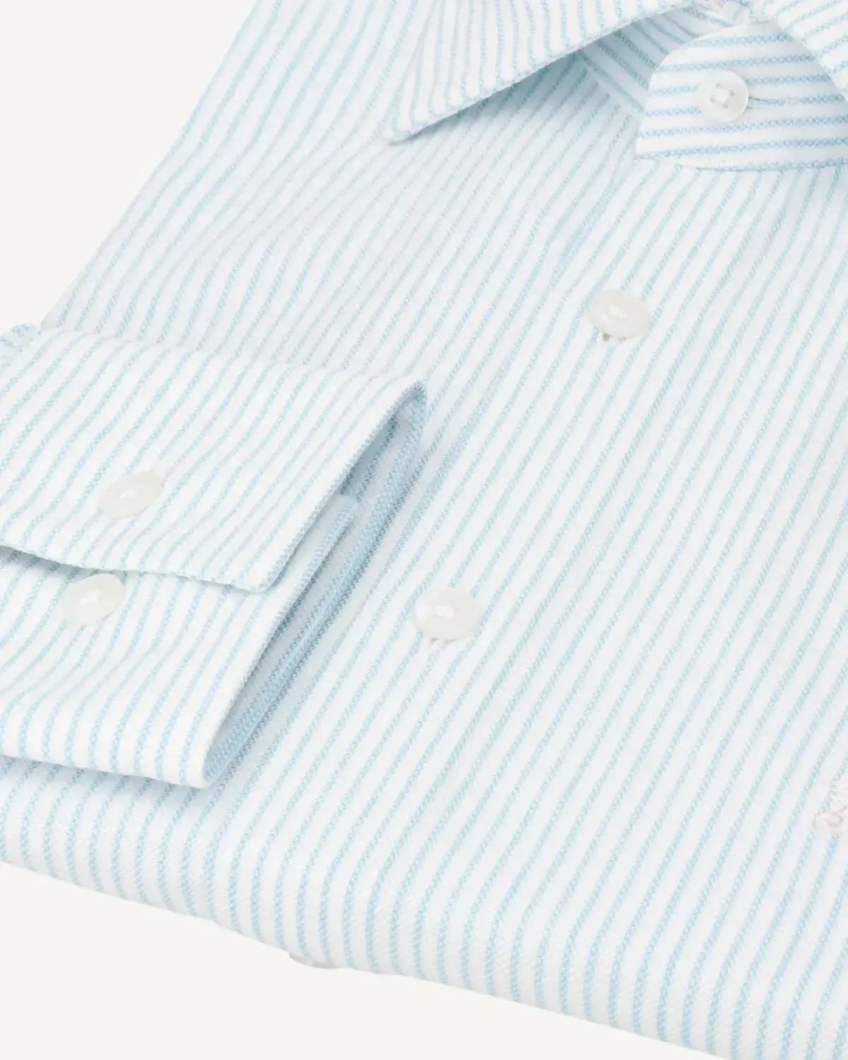WILLIAM HUNT Rope Stripe Textured Shirt White/Sky Blue-MALFORD OF LONDON SAVILE ROW MENSWEAR OUTLET