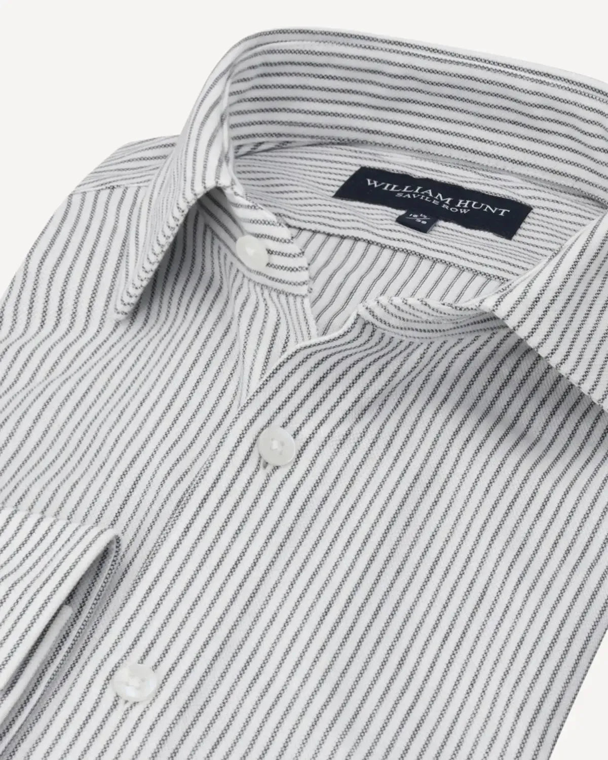 WILLIAM HUNT Thin Rope Stripe Shirt White/Dark Grey-MALFORD OF LONDON SAVILE ROW MENSWEAR OUTLET