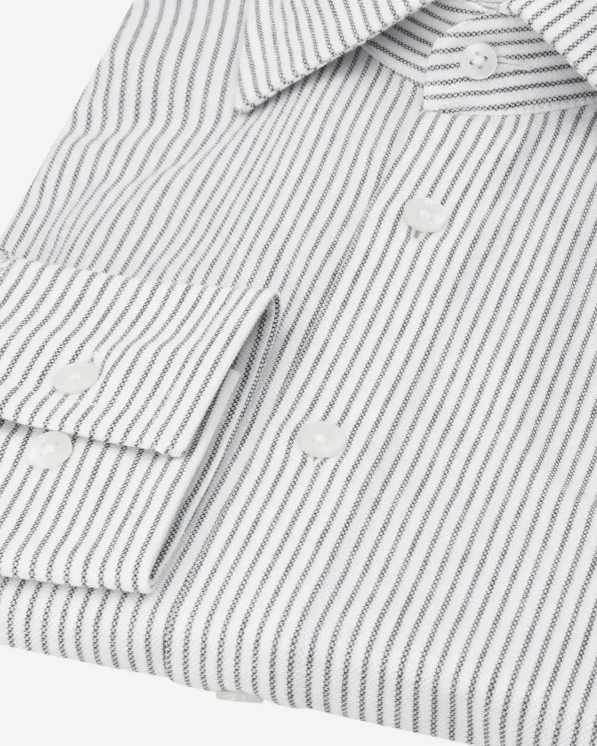WILLIAM HUNT Thin Rope Stripe Shirt White/Dark Grey-MALFORD OF LONDON SAVILE ROW MENSWEAR OUTLET