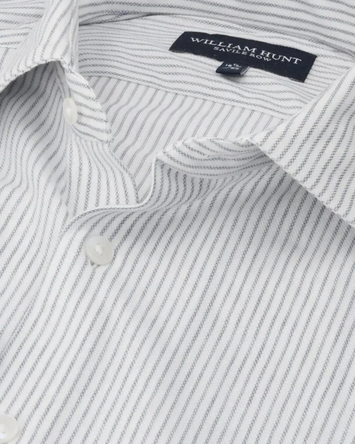 WILLIAM HUNT Thin Rope Stripe Shirt White/Grey-MALFORD OF LONDON SAVILE ROW MENSWEAR OUTLET