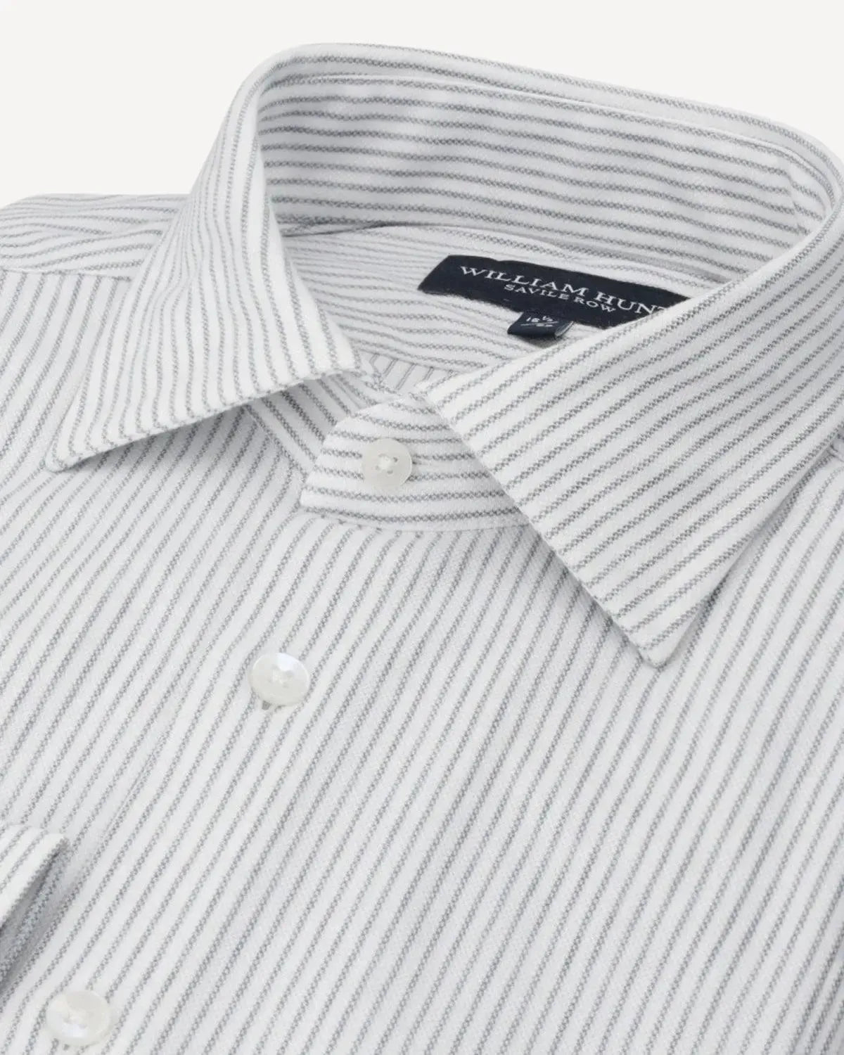 WILLIAM HUNT Thin Rope Stripe Shirt White/Grey-MALFORD OF LONDON SAVILE ROW MENSWEAR OUTLET