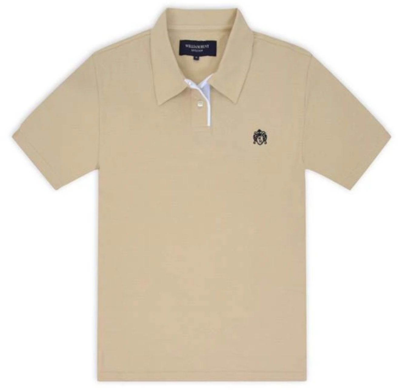 William Hunt Beige Insert Polo with Contrast Collar-MALFORD OF LONDON SAVILE ROW MENSWEAR OUTLET