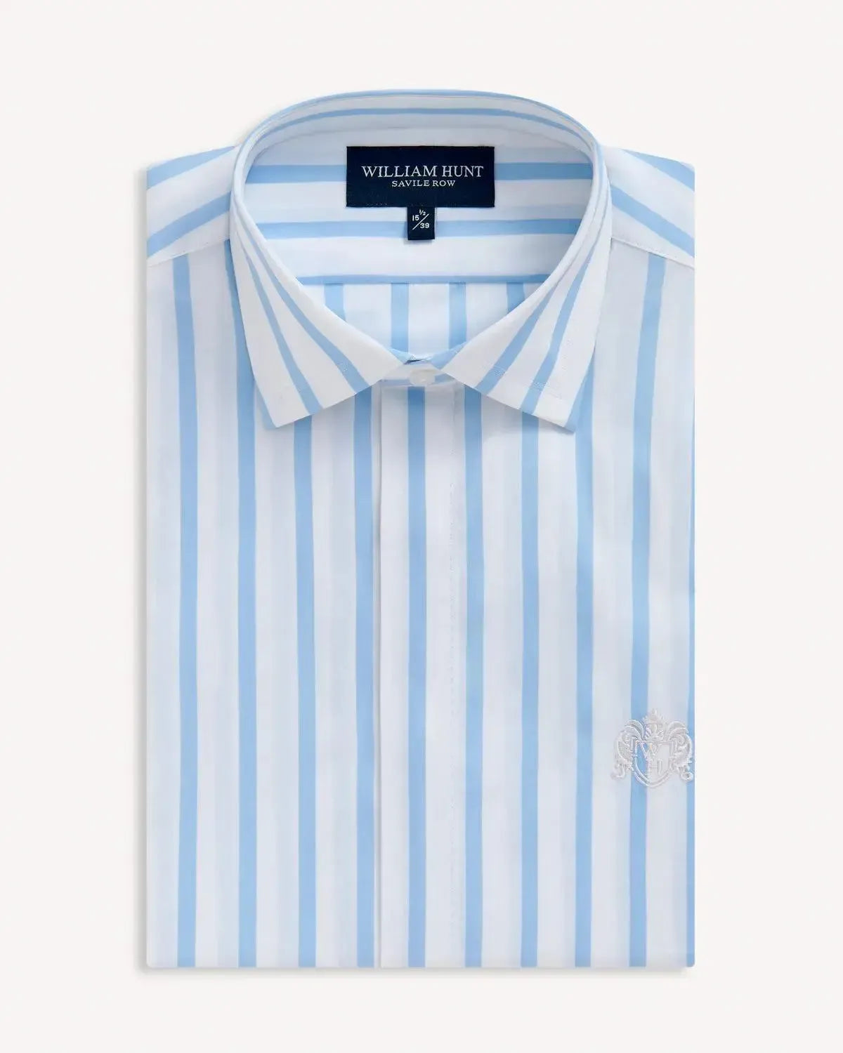 William Hunt Bold Stripe Shirt White Blue-MALFORD OF LONDON SAVILE ROW MENSWEAR OUTLET